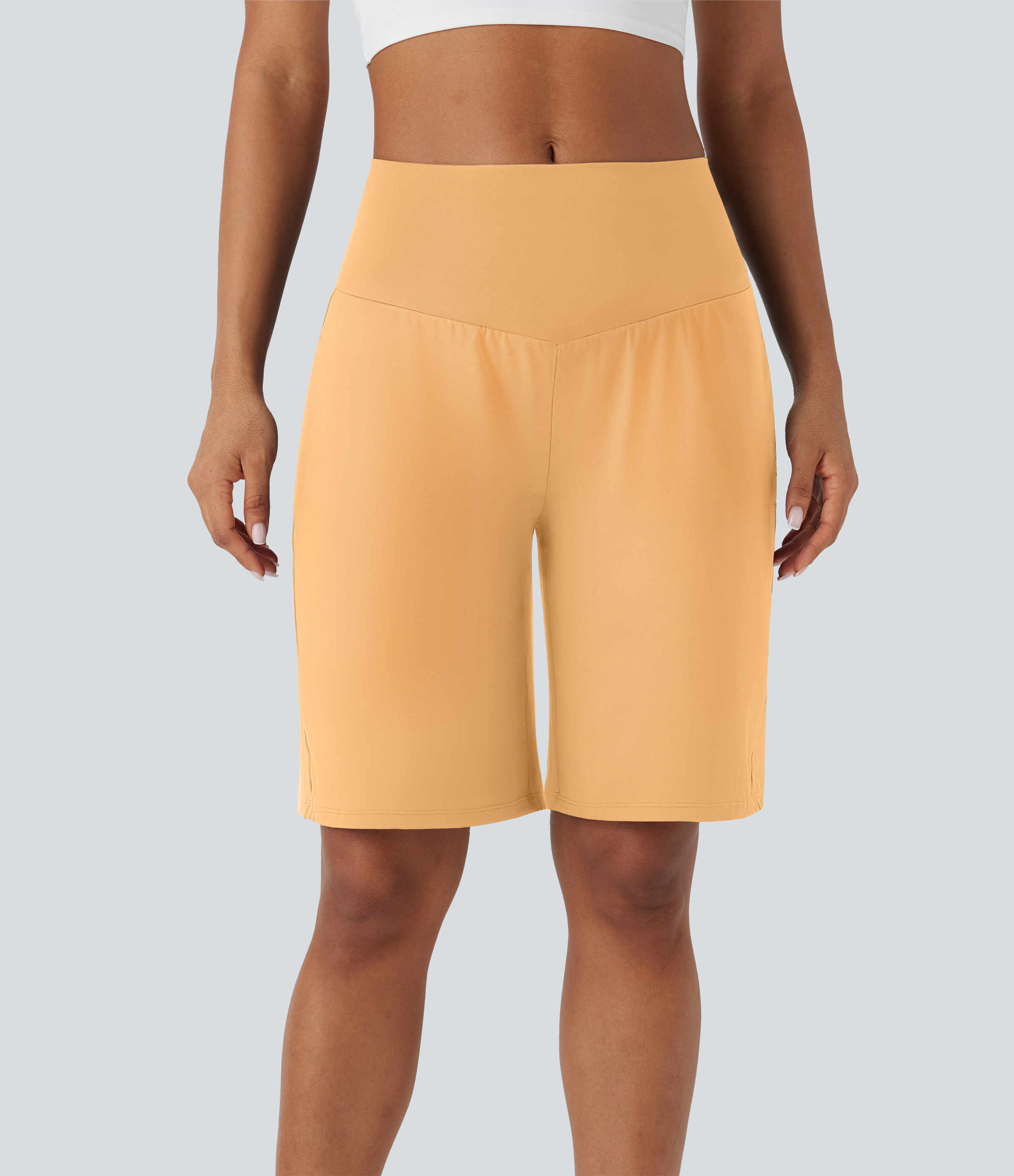 Softlyzero™ Airy High-Waisted Yoga Bermuda Shorts with Multiple Pockets and a Cool Feel