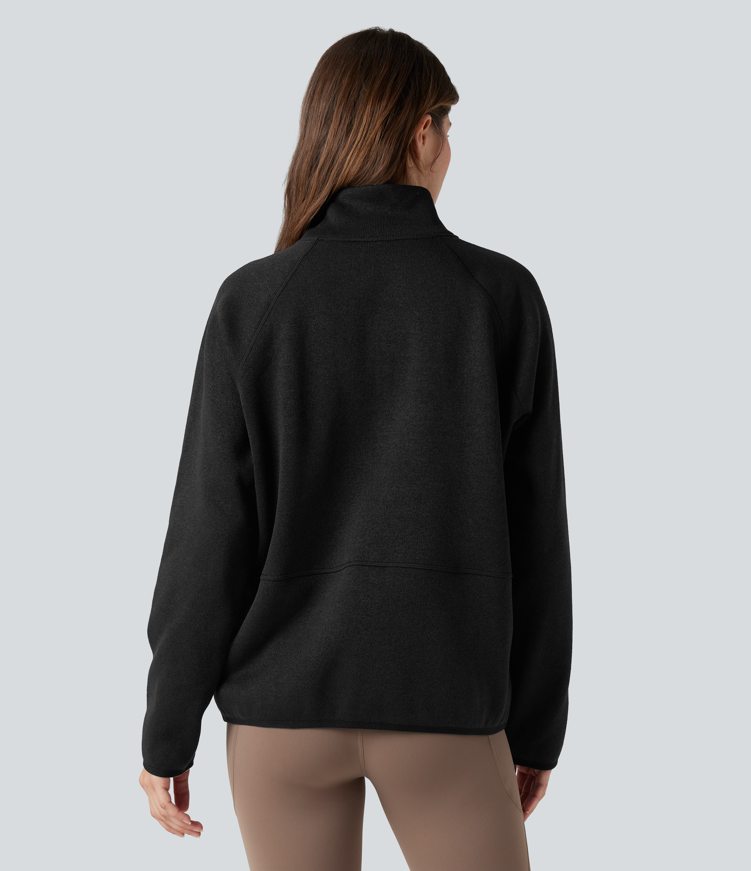 Black Sweat-shirt polaire de randonnée chiné col montant demi-zip / 2