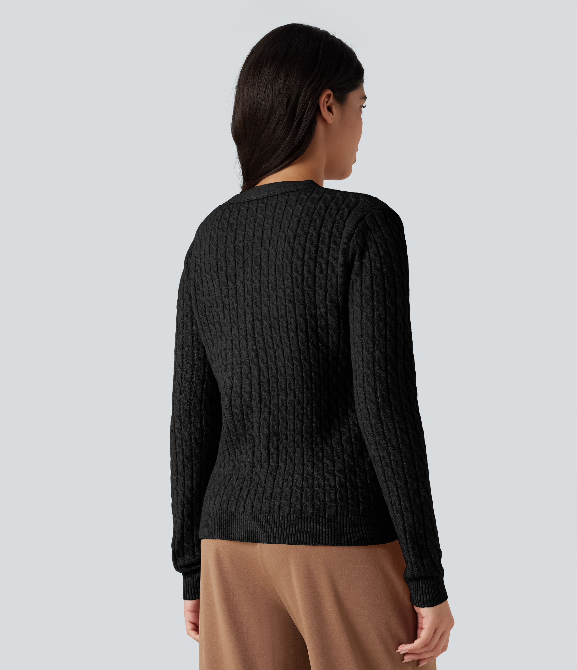 Noir Cardigan col V torsadé / 2