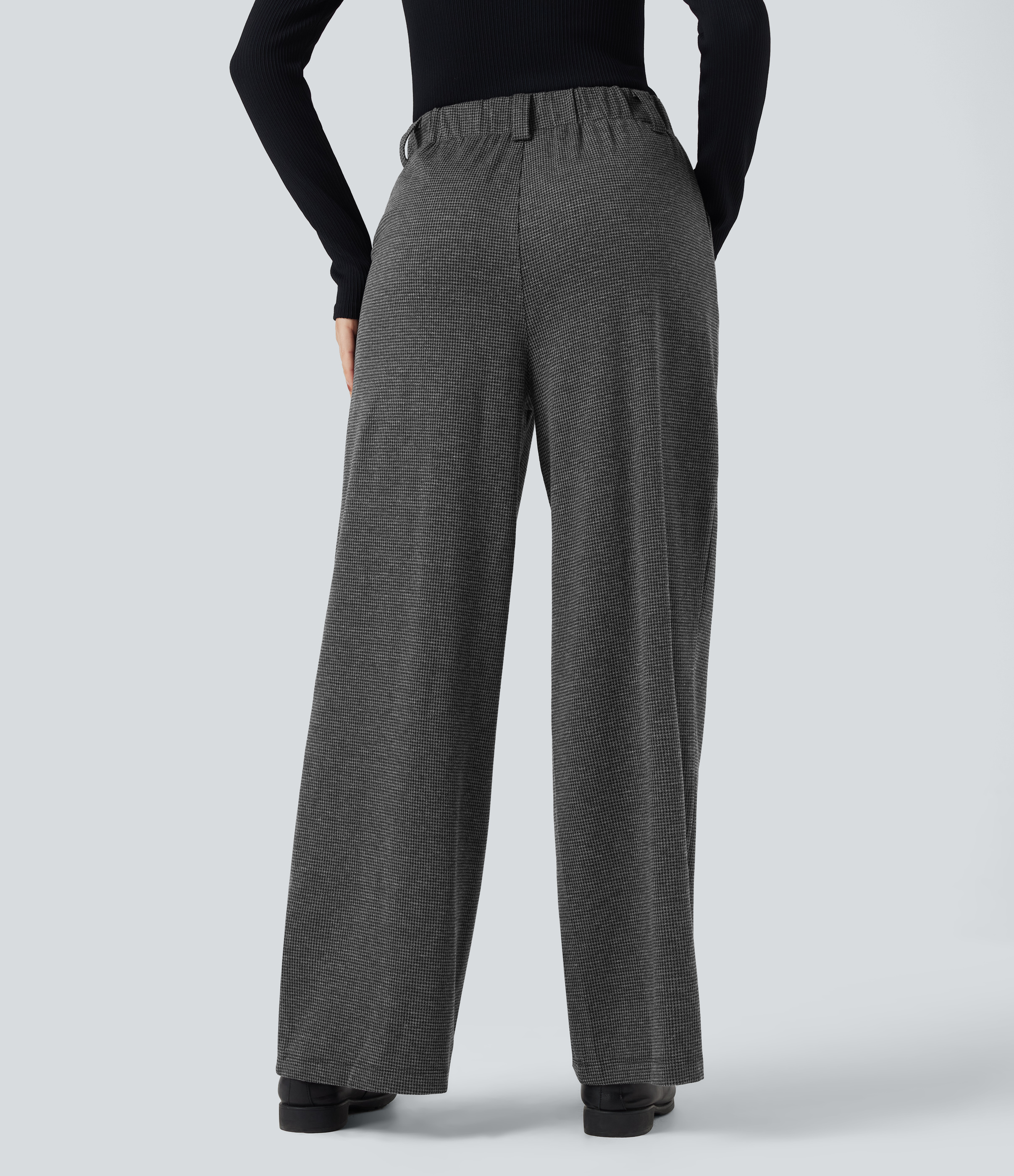 Shadow Knit Halara Flex™ High Waisted Houndstooth Work Baggy Trousers with Pockets / 2