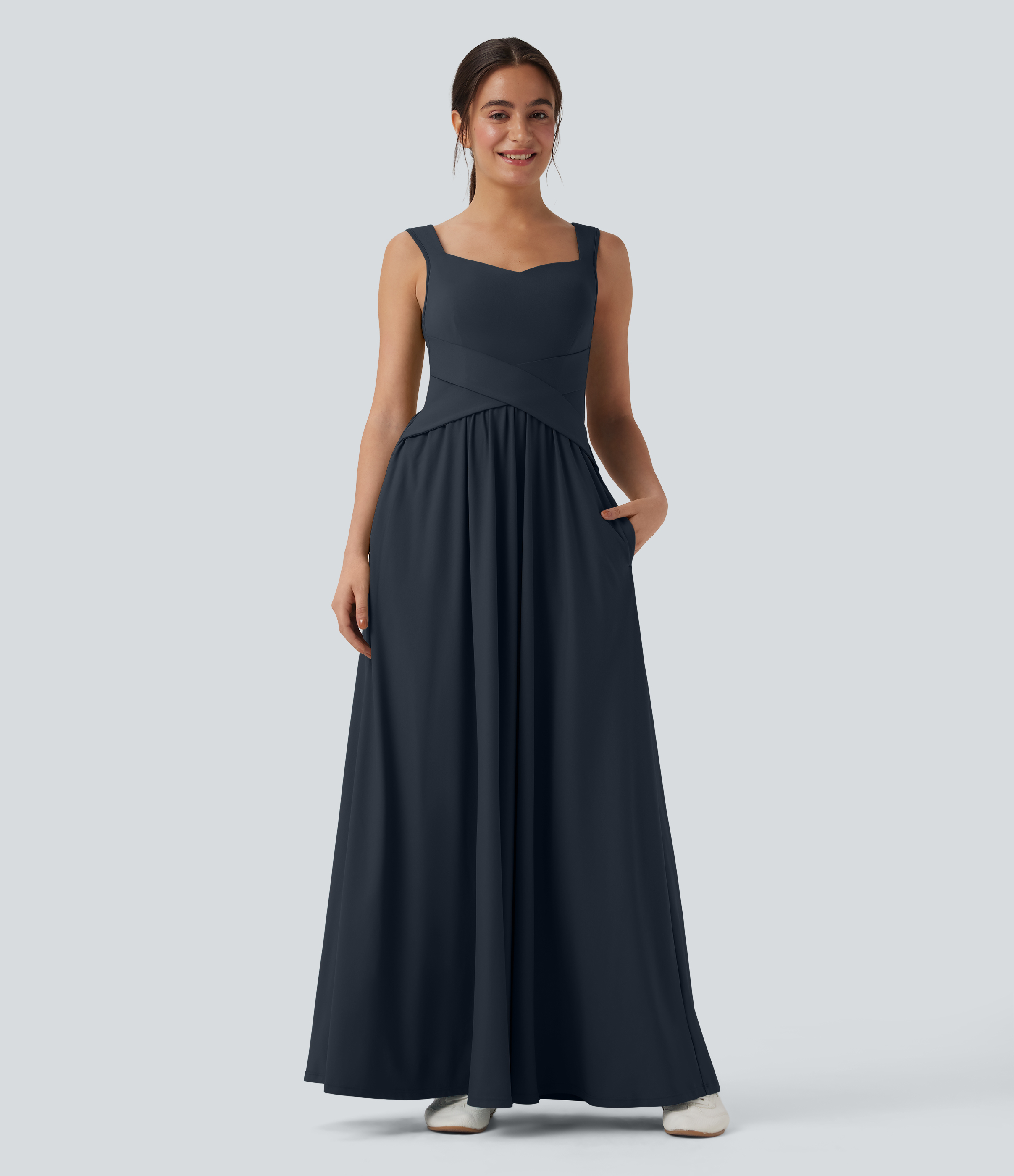 maxi dress evening high waist Ever-Pretty Chiffon Long Sleeve Empire Waist Maxi Formal Dress with Pleated Detailing main image 1