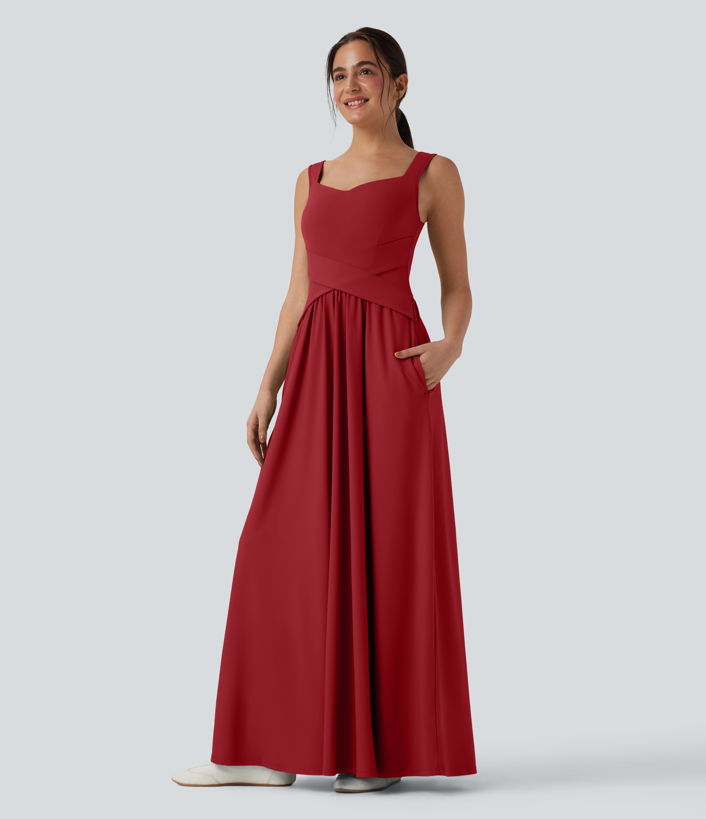 Robe maxi casual fluide dos nu avec poches