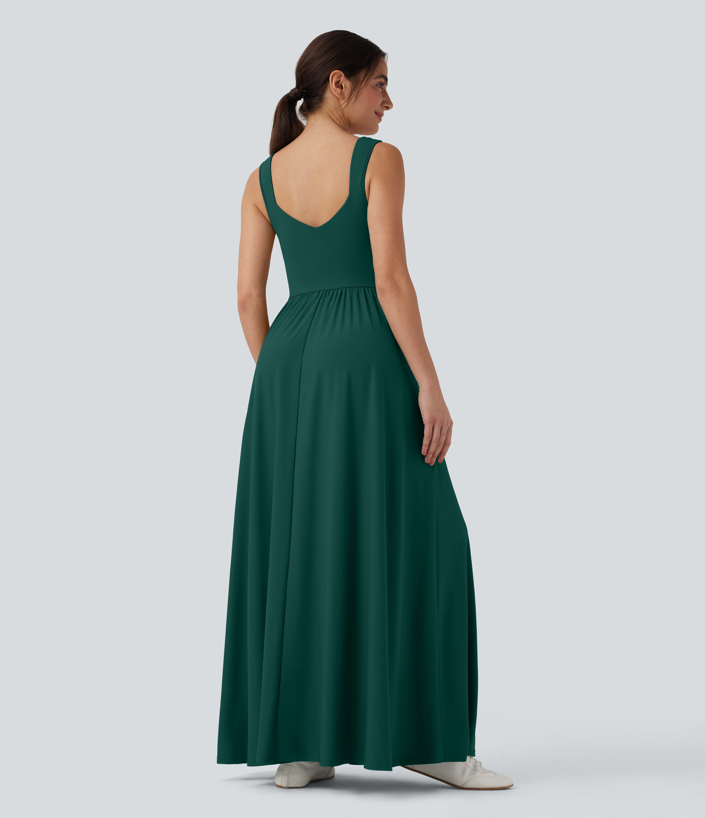 Rain Forest Flowy Maxi Casual Dress with Pockets / 2