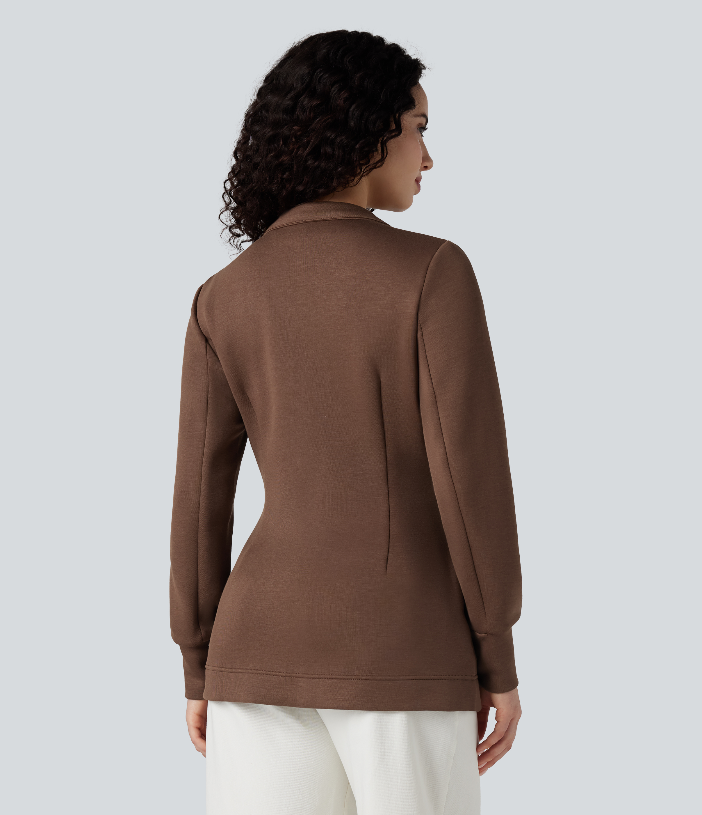 Cocoa Brown SpacerTek™ - Arbeits-Mantel mit hohem Kragen, Seitentaschen, langen Ärmeln und Bindegürtel / 2