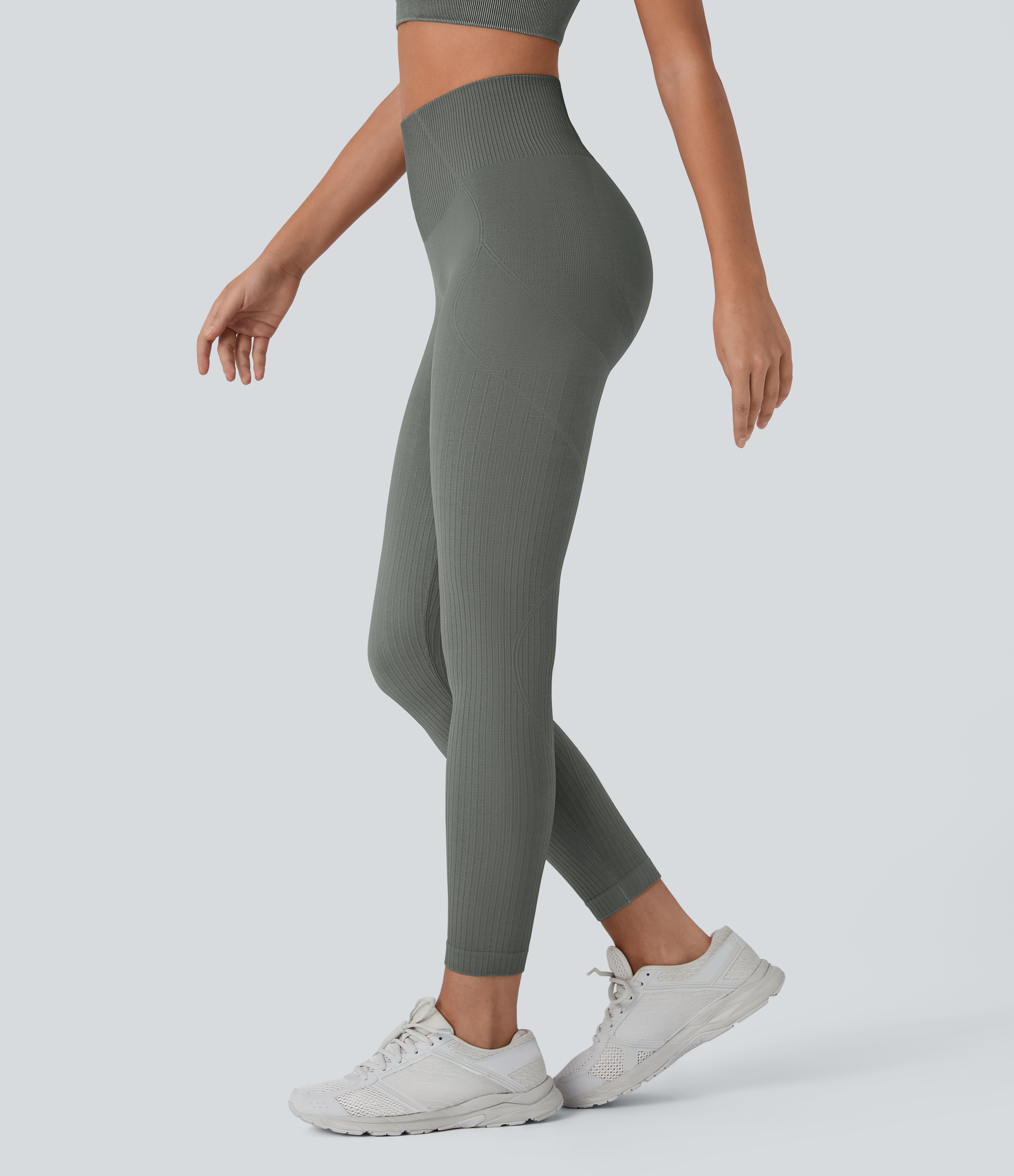 2025 Damen Leggings Hohe Taille - Gerippte Yogahose Für Workout