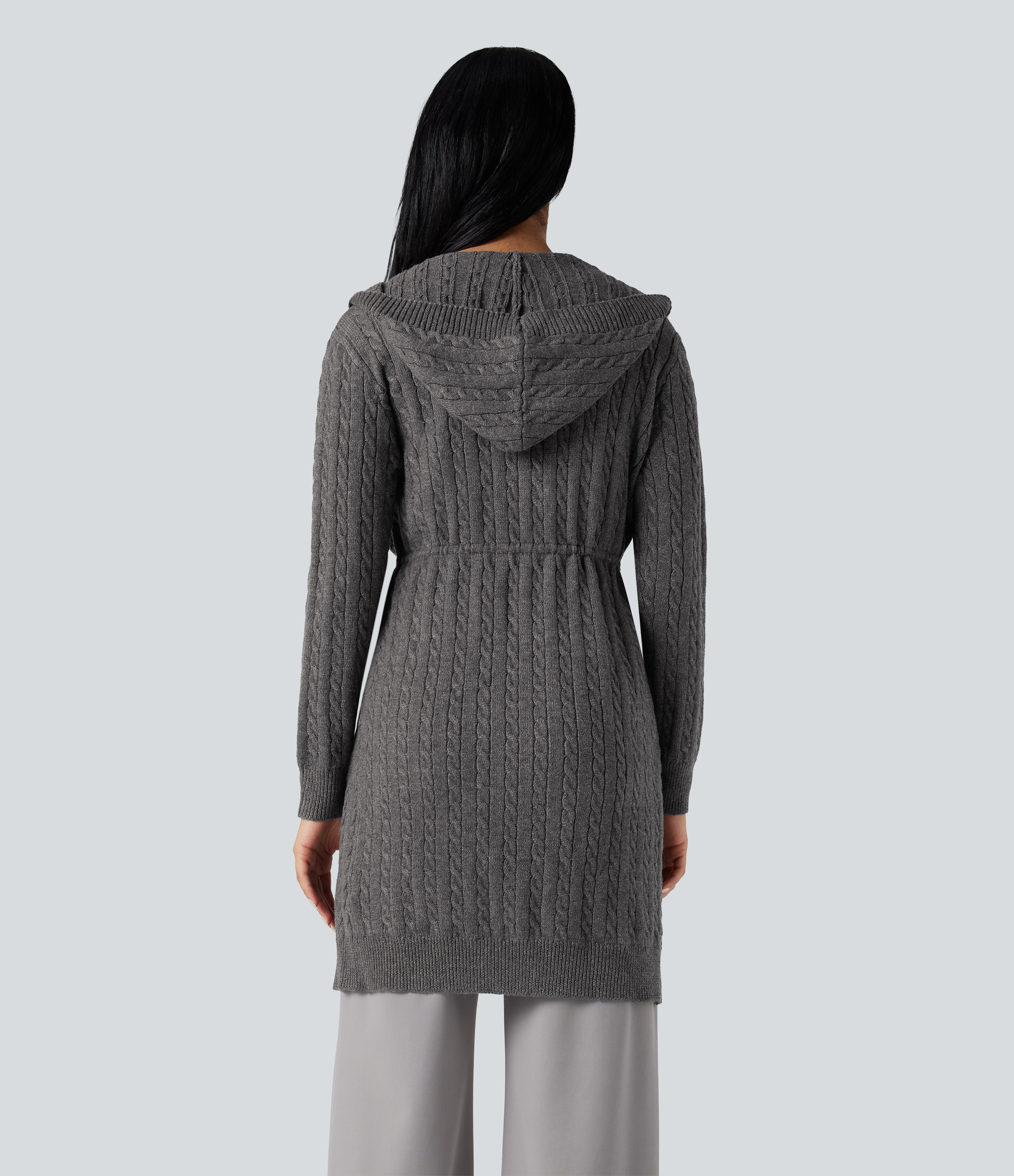 Iron Oxide Cardigan long à capuche cordon de serrage manches longues / 2