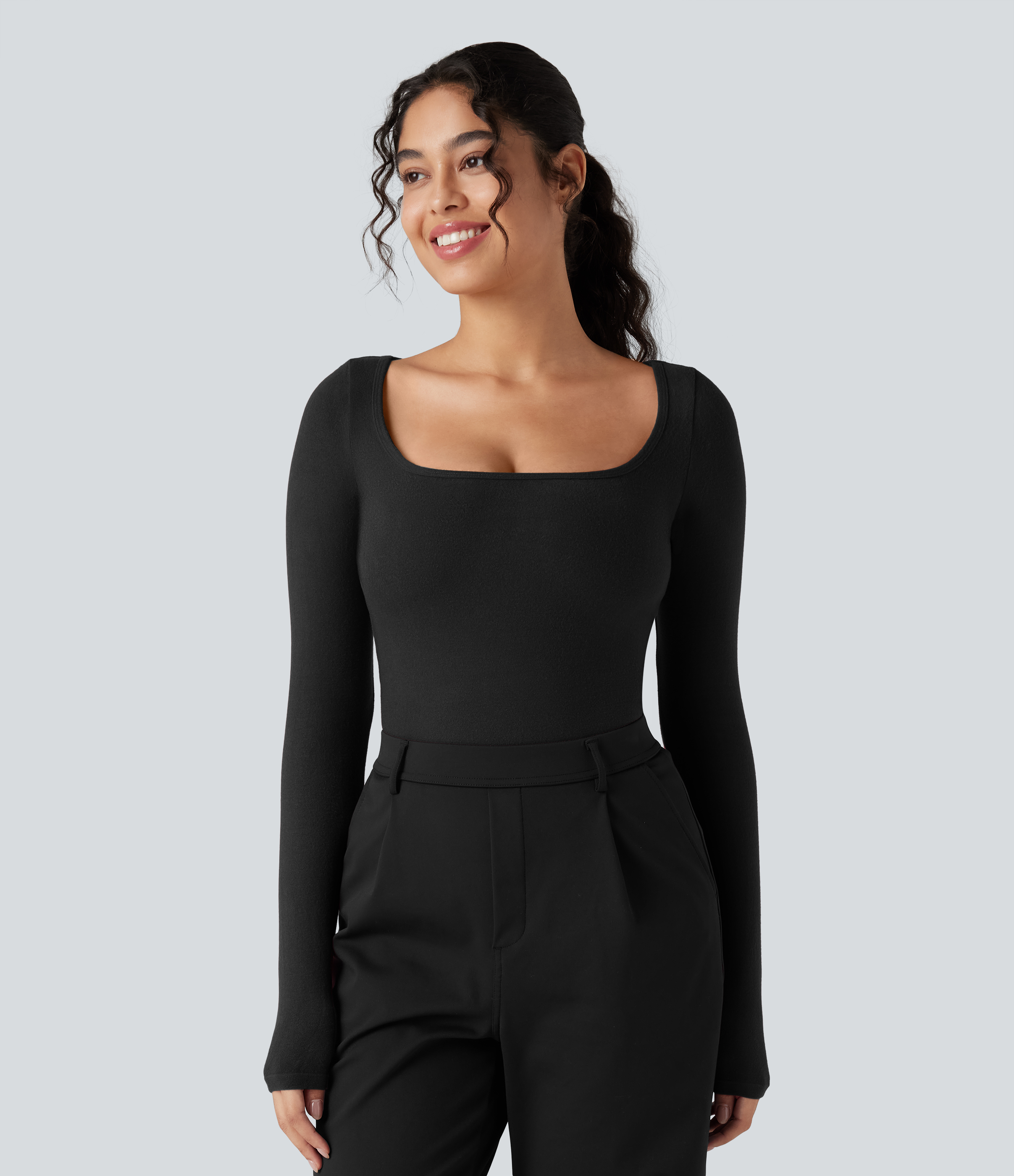 Halara HeatCore Scoop Neck Long Sleeve Work Warming T-Shirt