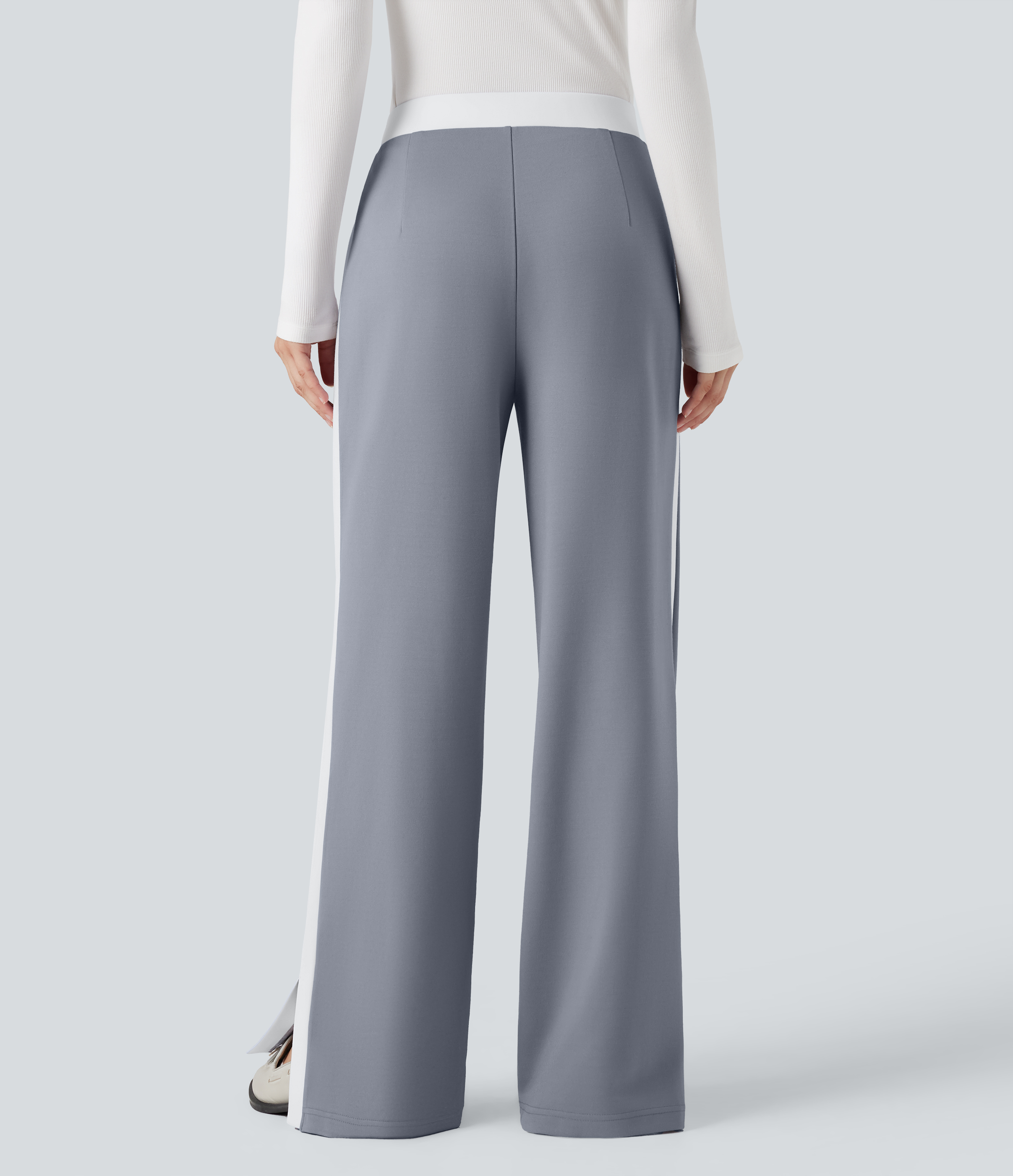 Tradewinds Mid Rise Color Block Split Work Straight Leg Pants with Pockets / 2