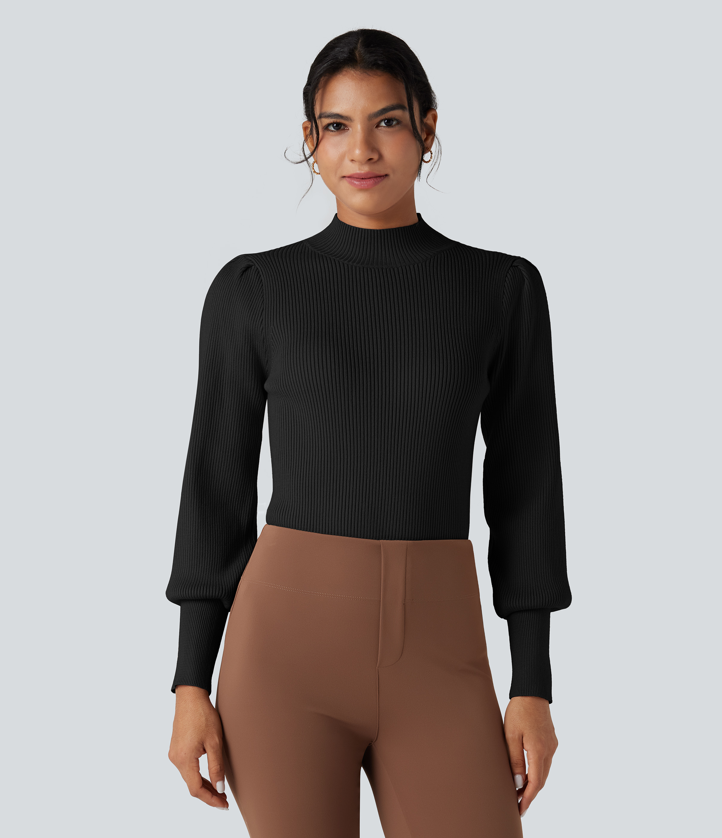 Black Pull col montant manches bouffantes longues / 2