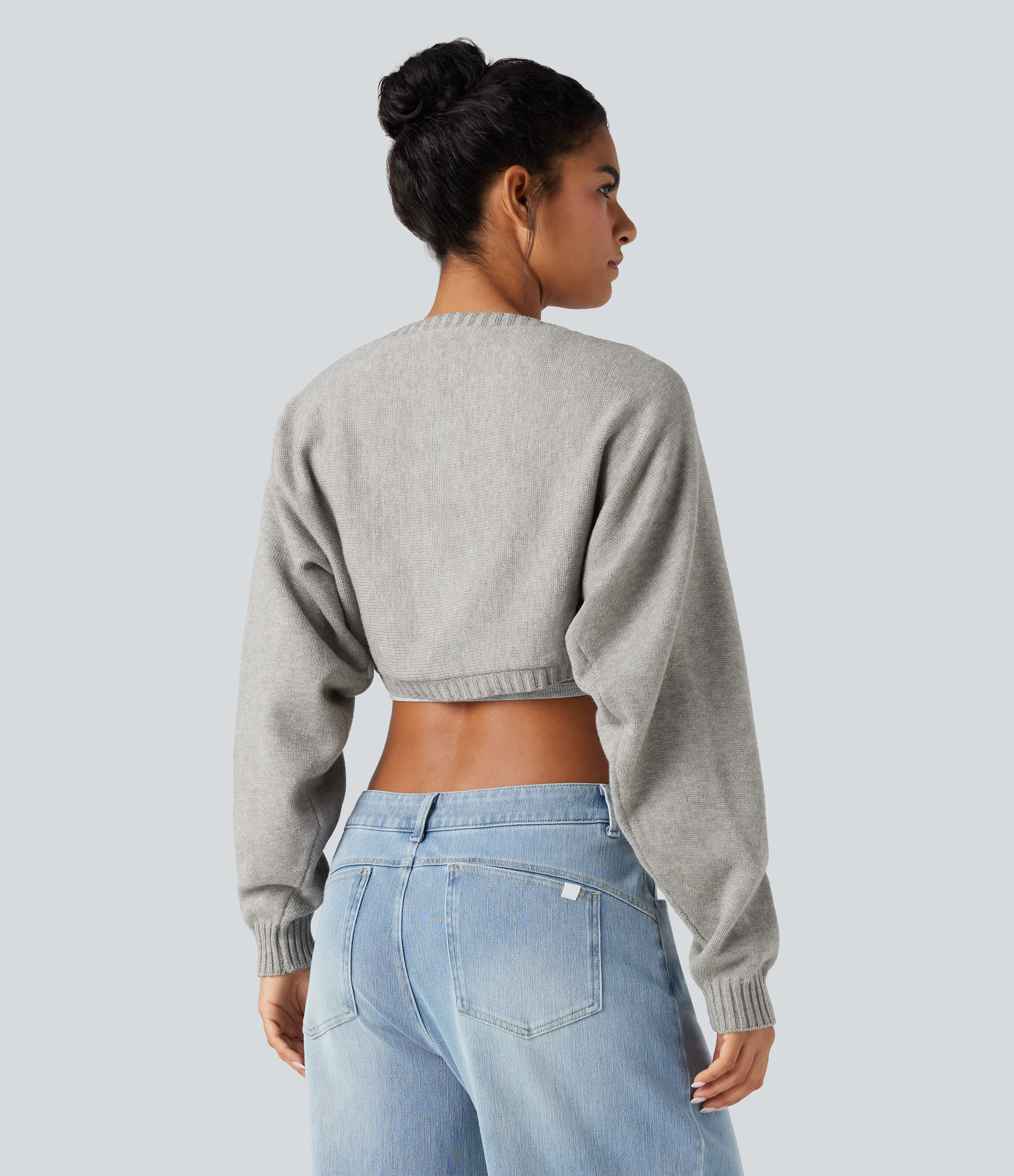 Ephedra Ash Reglan Long Sleeve Relaxed Fit Casual Sweater Shrug / 2