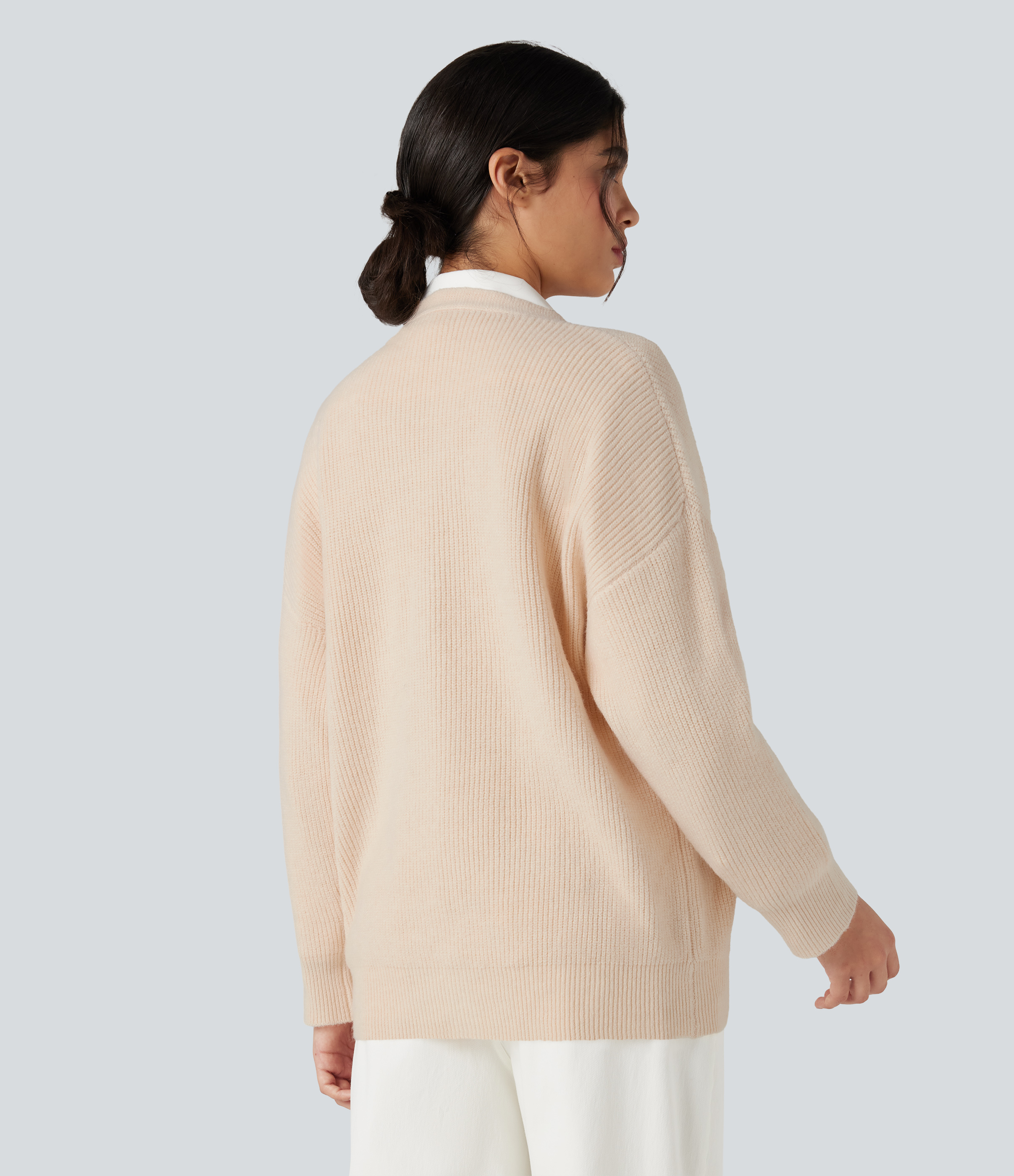 Nova Scotia Lässiger Cardigan mit V-Ausschnitt und langen Ärmeln / 2