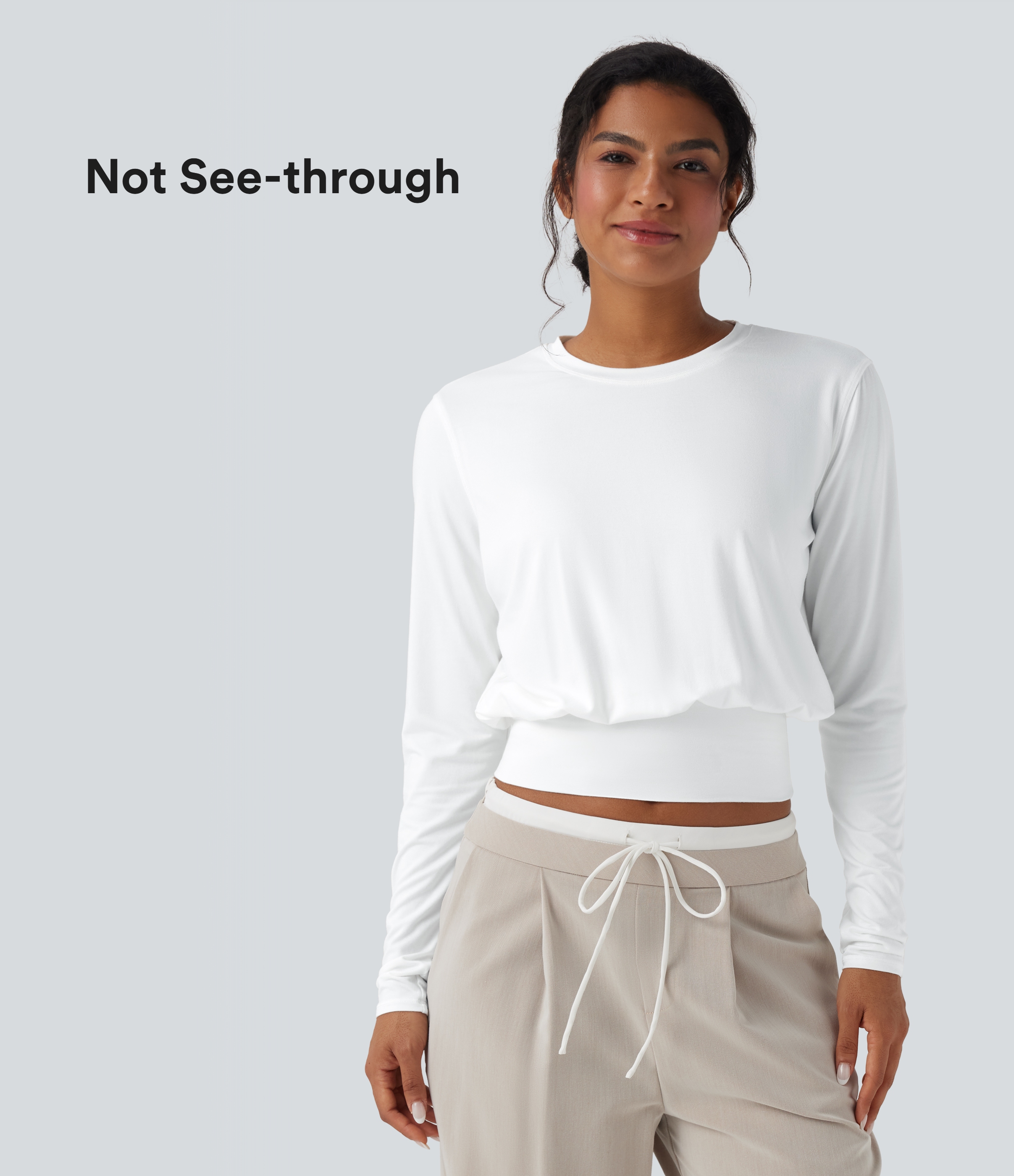 Round Neck Long Sleeve Work Top