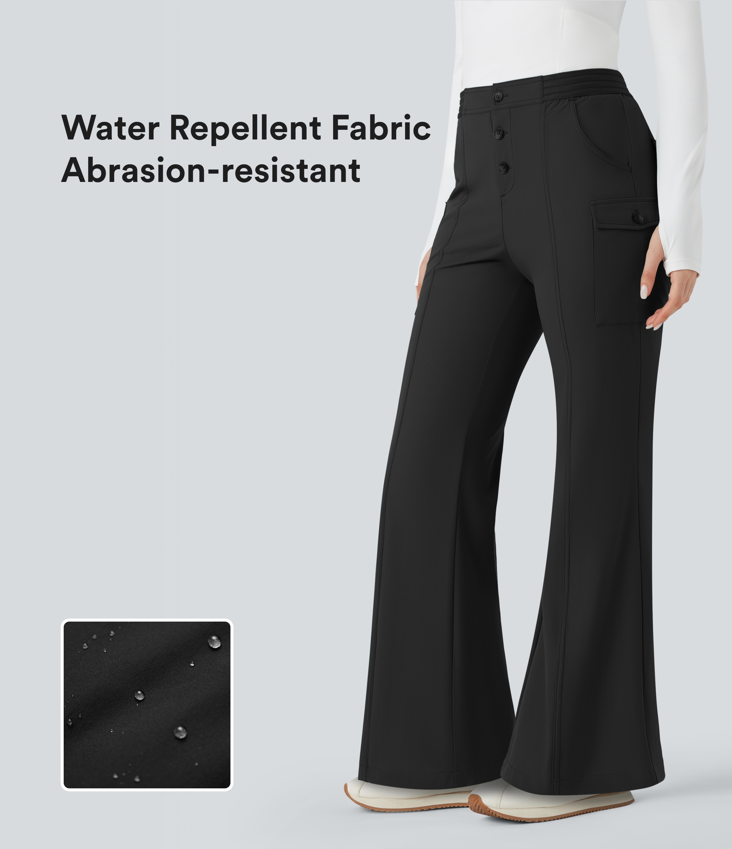 Pantalones de senderismo de tiro bajo, resistentes al agua y a la abrasión, con bolsillos