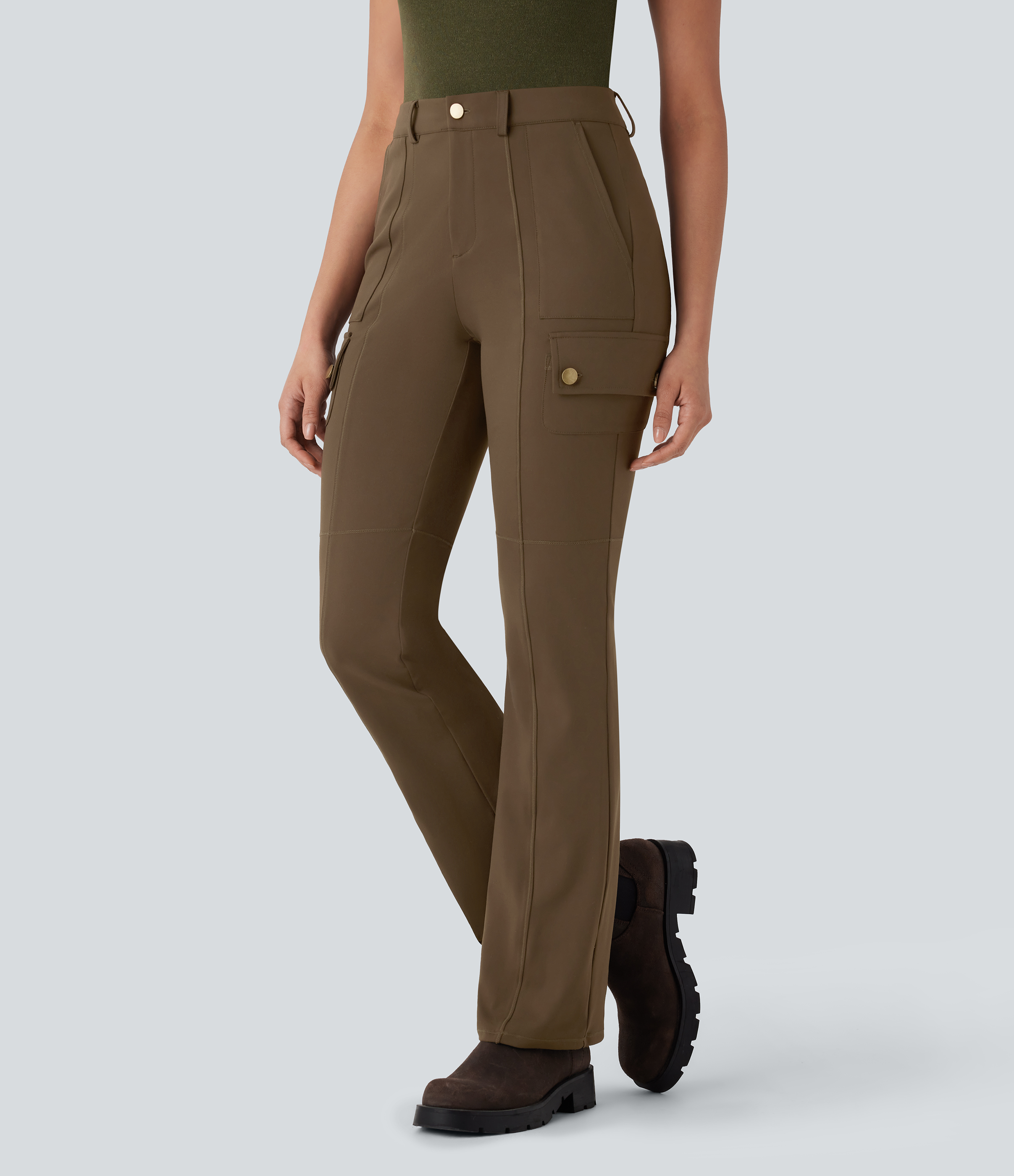 DayStretch Pantalon cargo bootcut taille mi-haute avec poches pour la randonnée