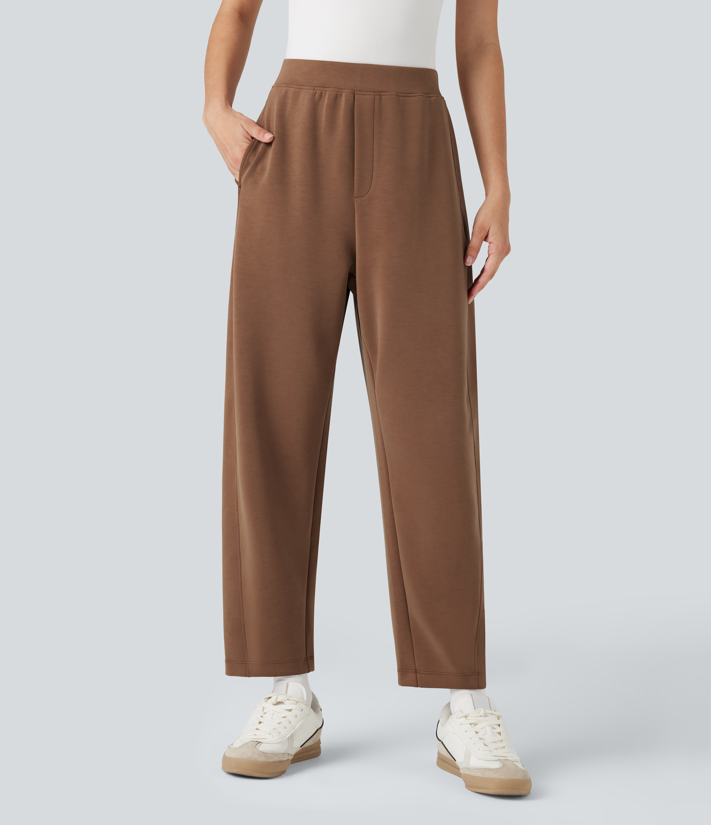 Pantalon décontracté SpacerTek™ taille haute, coupe relax large 7/8, avec poches