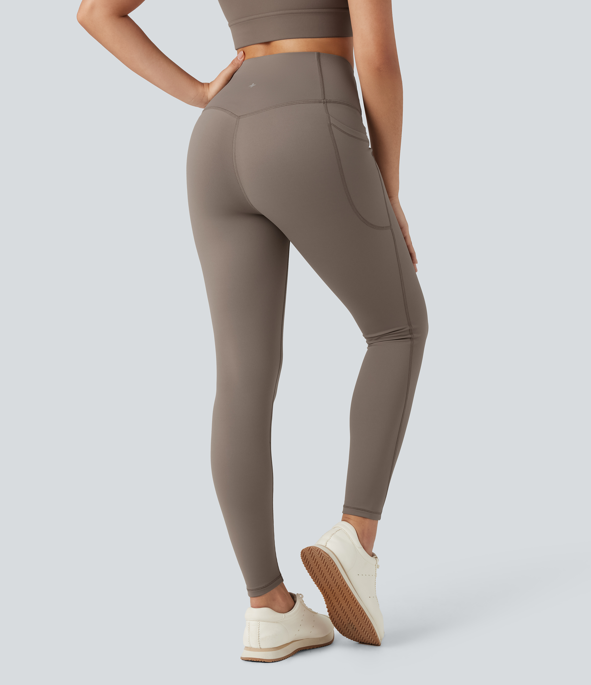 Walnut Halara Ultrasculpt™ Heat High Waisted Tummy Control Fleece Yoga Leggings with Pockets / 2