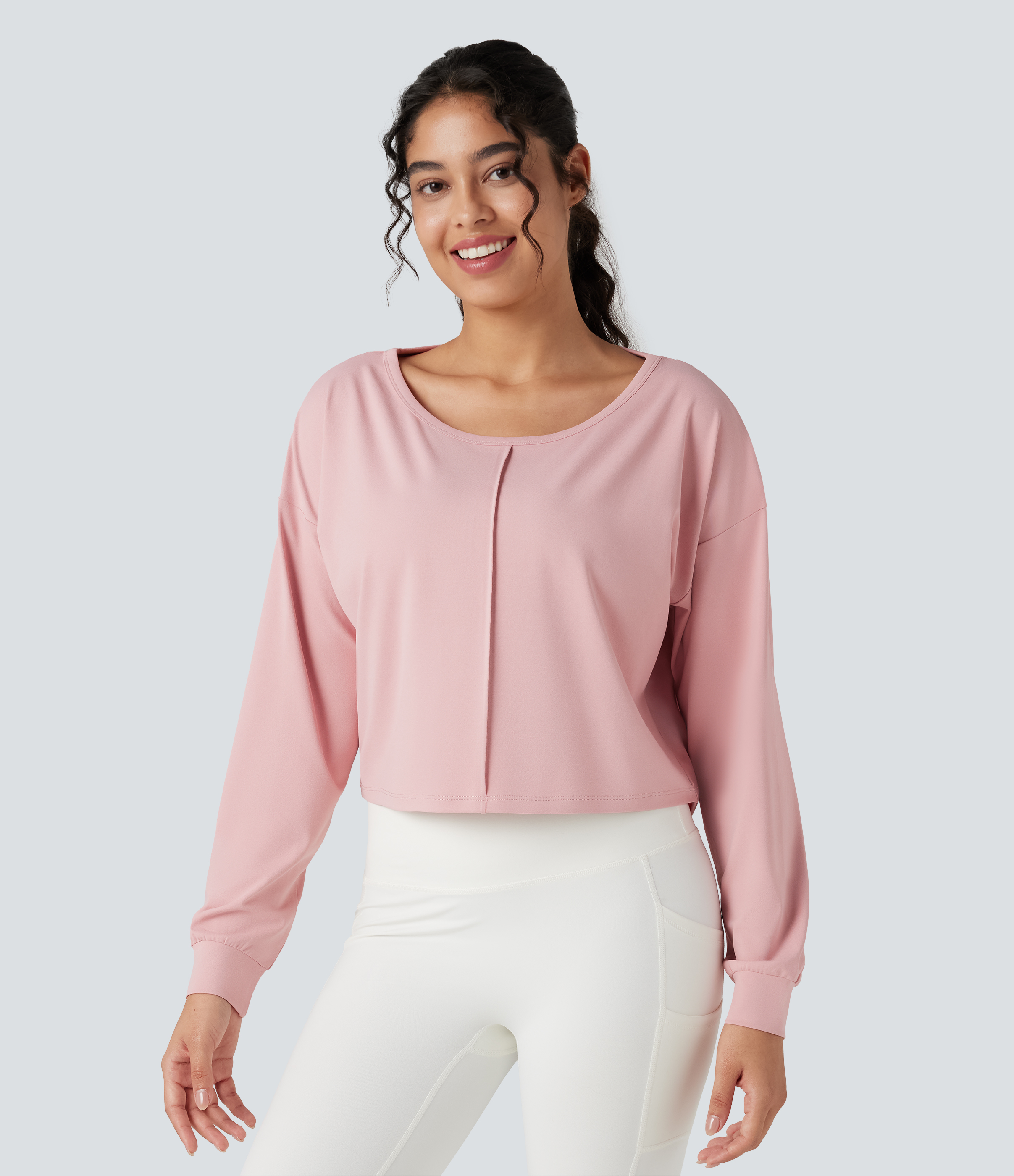 Chalk Pink Top de sport d'entraînement dos nu manches longues / 2