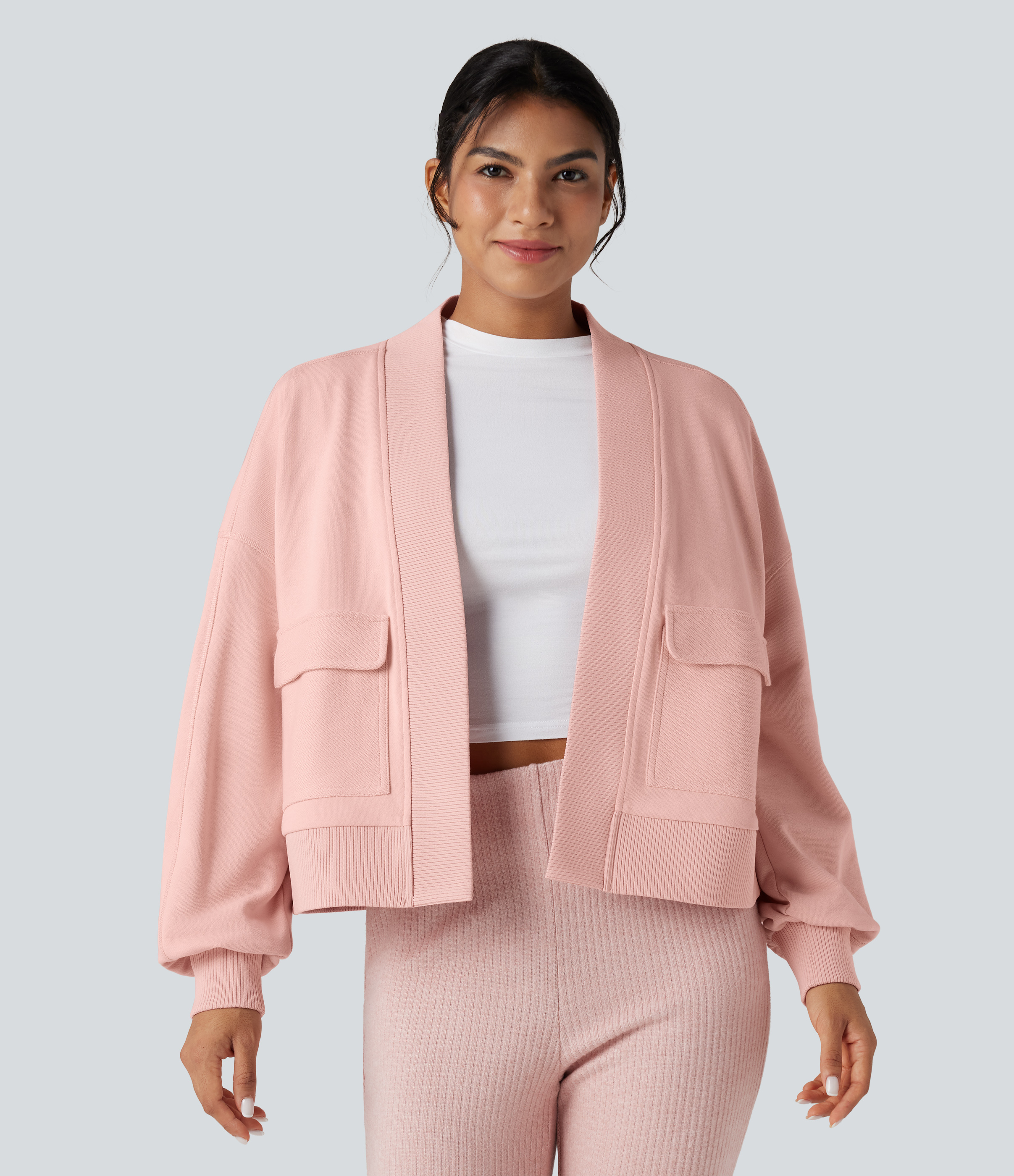 Long Sleeve Casual Oversized Cotton Sweatshirt with Pockets