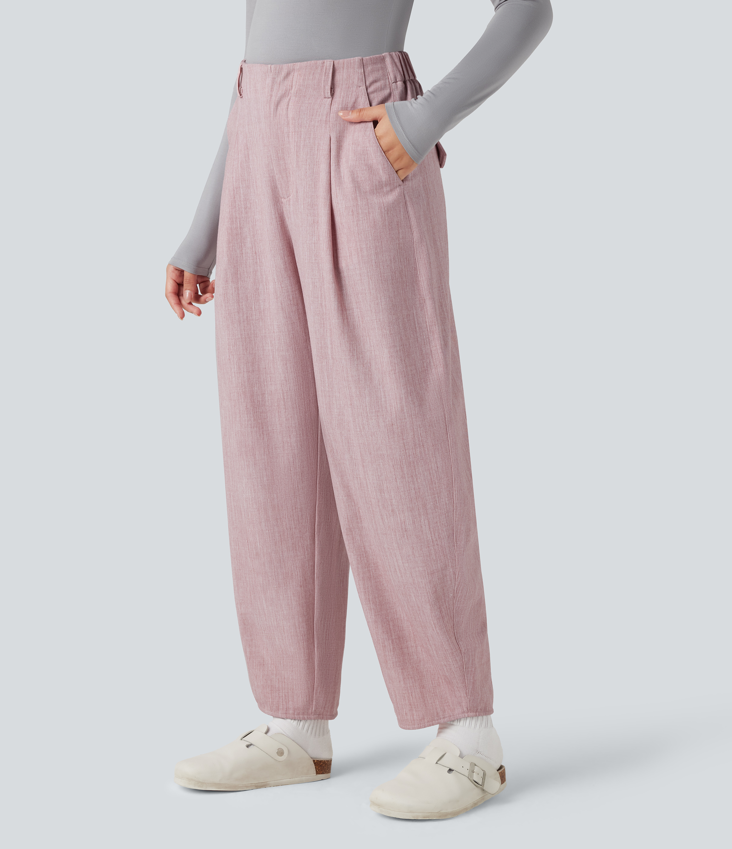 Freizeithose mit hohem Bund und Seitentaschen