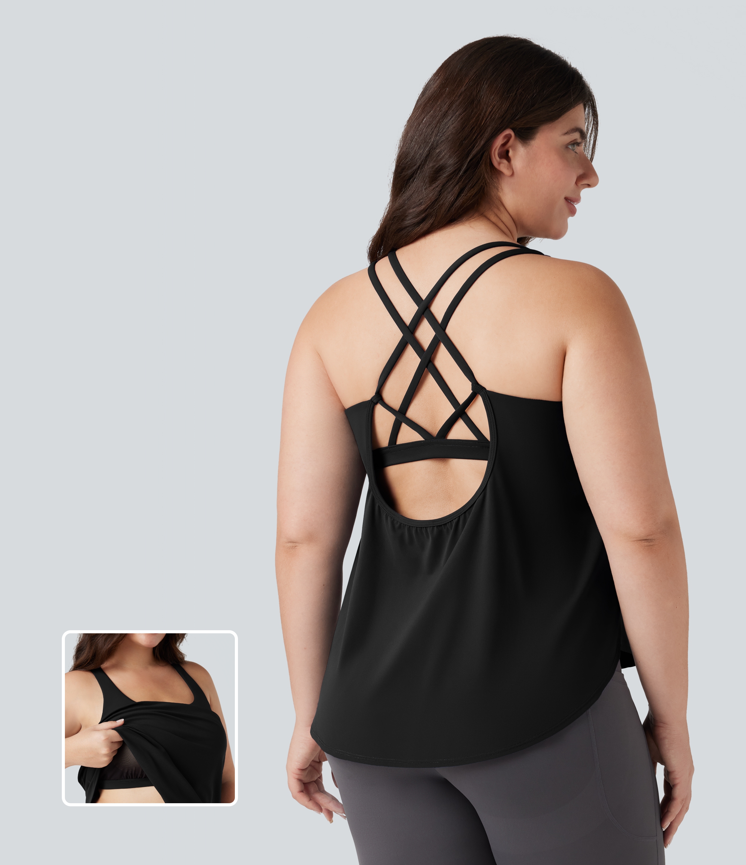 Halara UltraSculpt™ Tanktop in Übergröße mit Rundhalsausschnitt und abgerundetem Saum