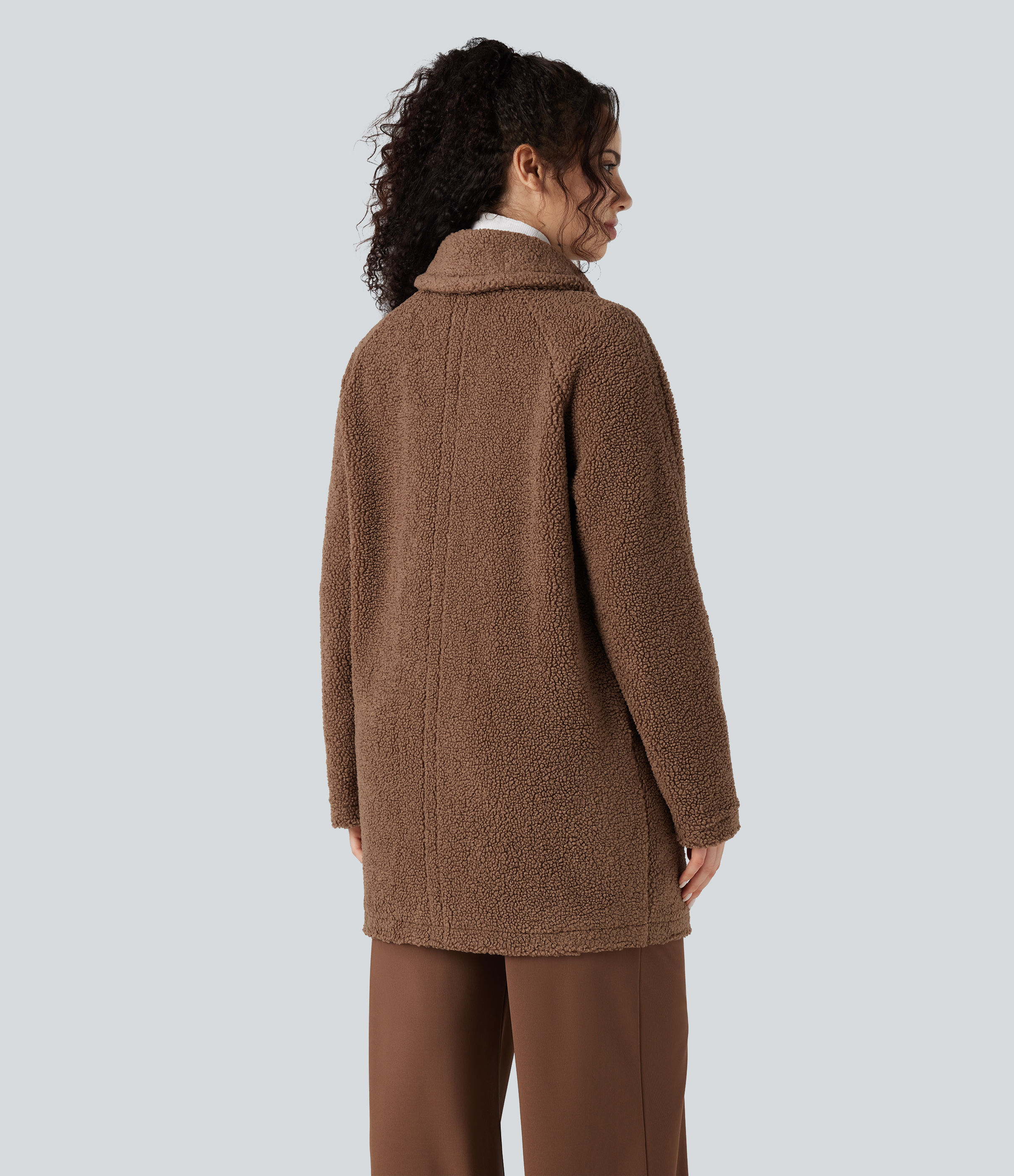 Partridge Lapel Relaxed Casual Sherpa Coat with Pockets / 2
