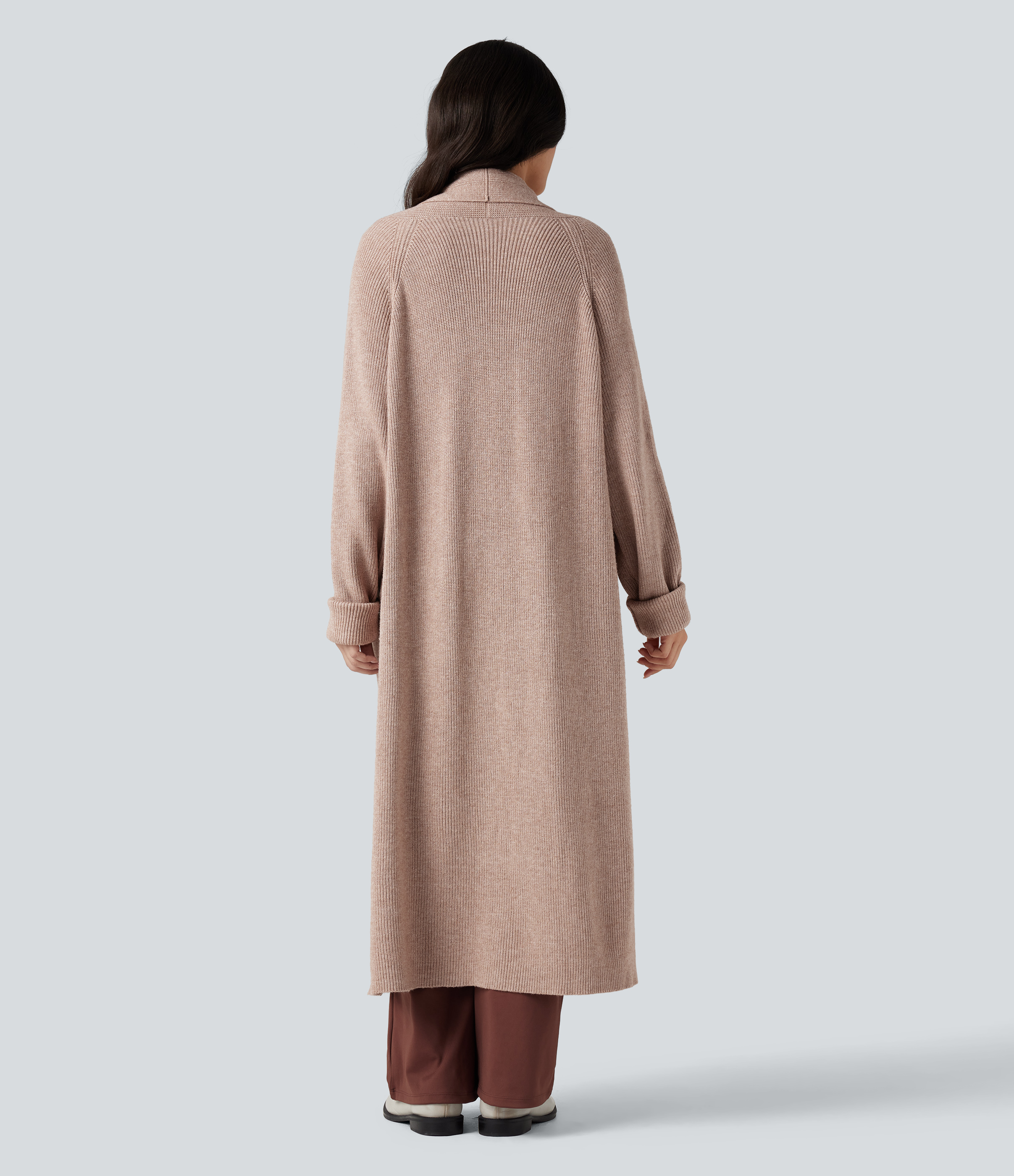 Rose Dust Cardigan long tailleur manches longues avec poches / 2