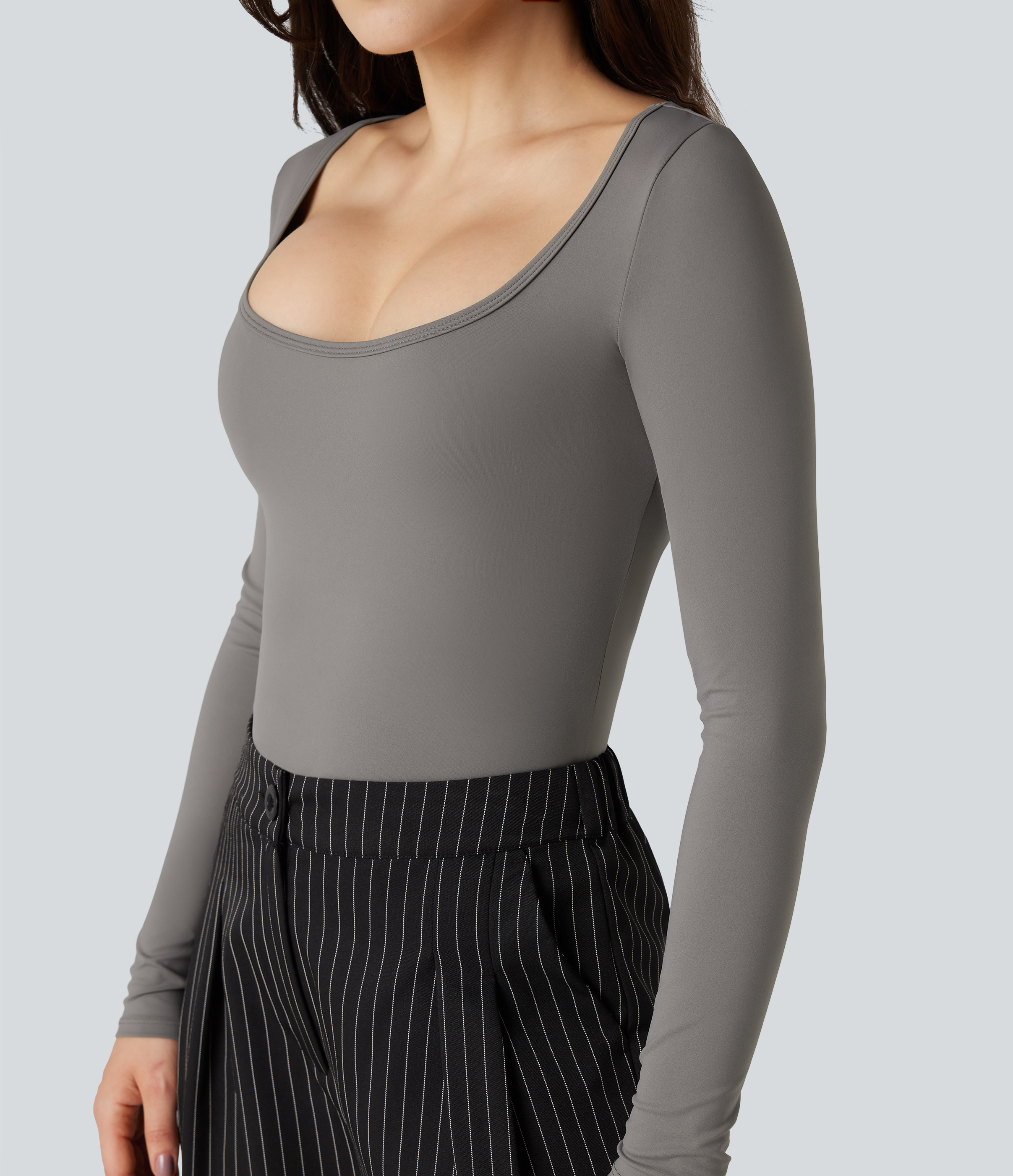SoftlyZero™ Airy Scoop Neck Long Sleeve Work T-Shirt
