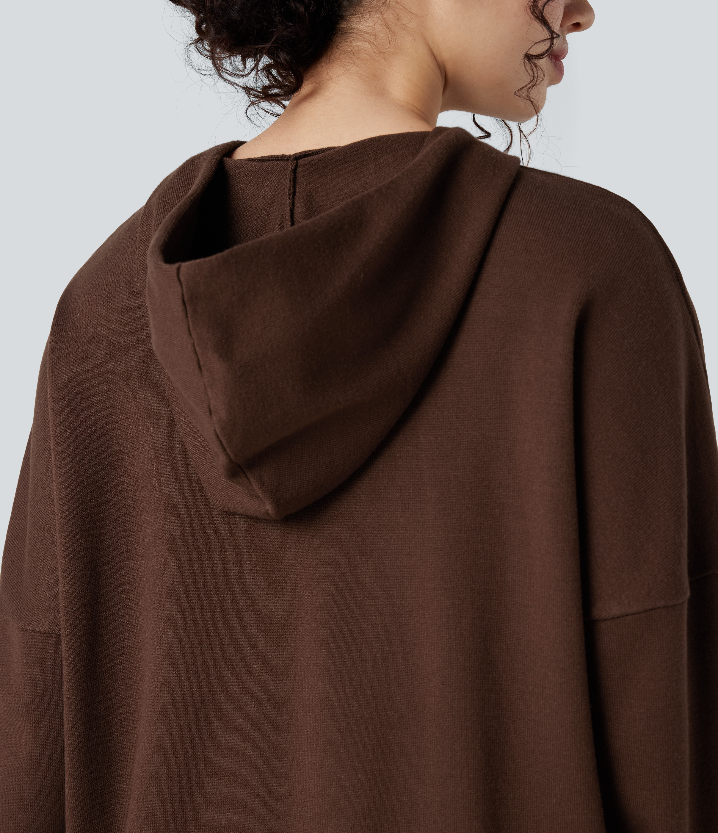 Potting Soil Hooded Oversized Casual Jumper with Pocket / 1