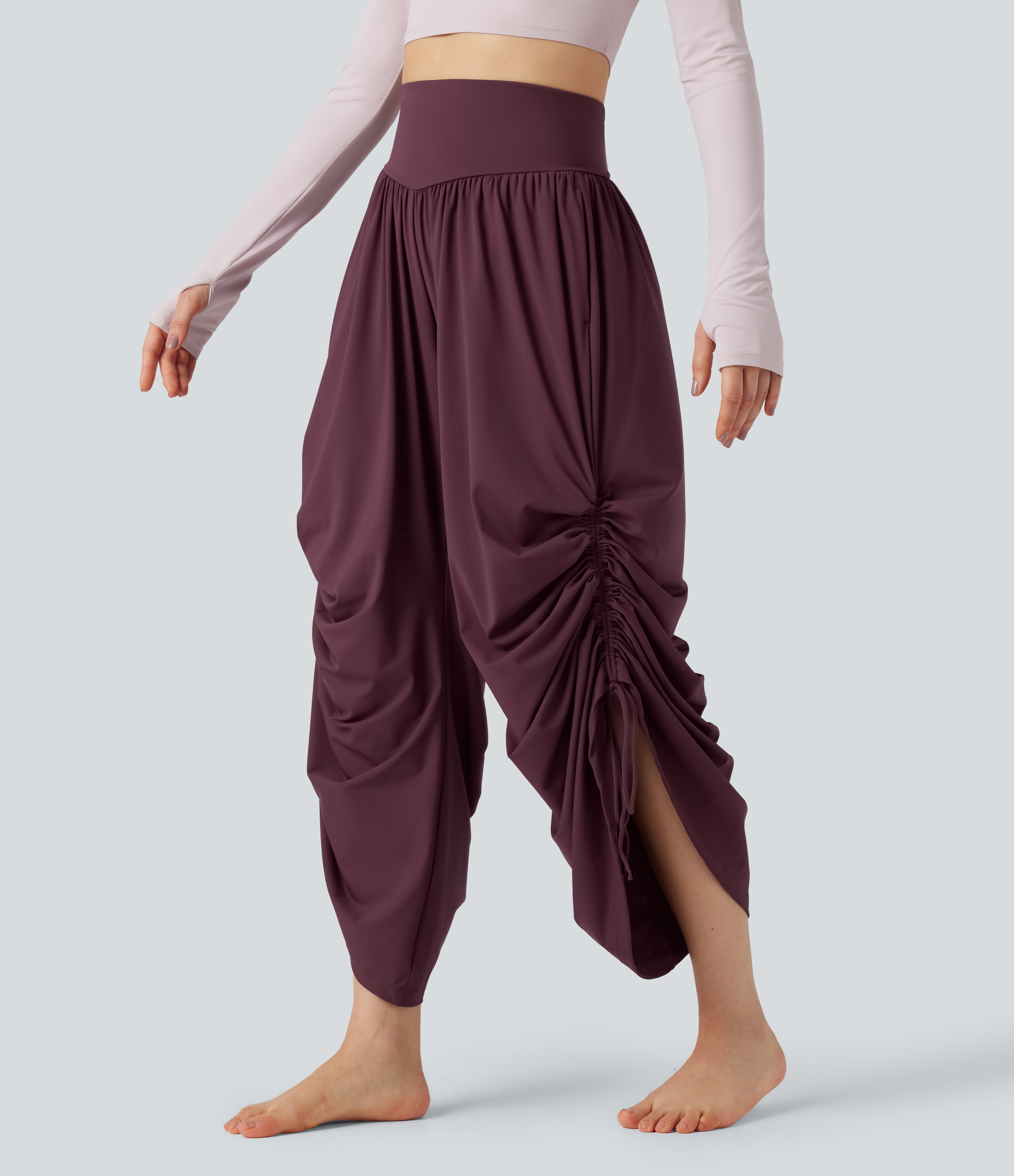 Fig Softlyzero™ Airy - Geraffte Baggy-Yoga-Hose mit hohem Bund, mehreren Taschen und Kordelzug / 2