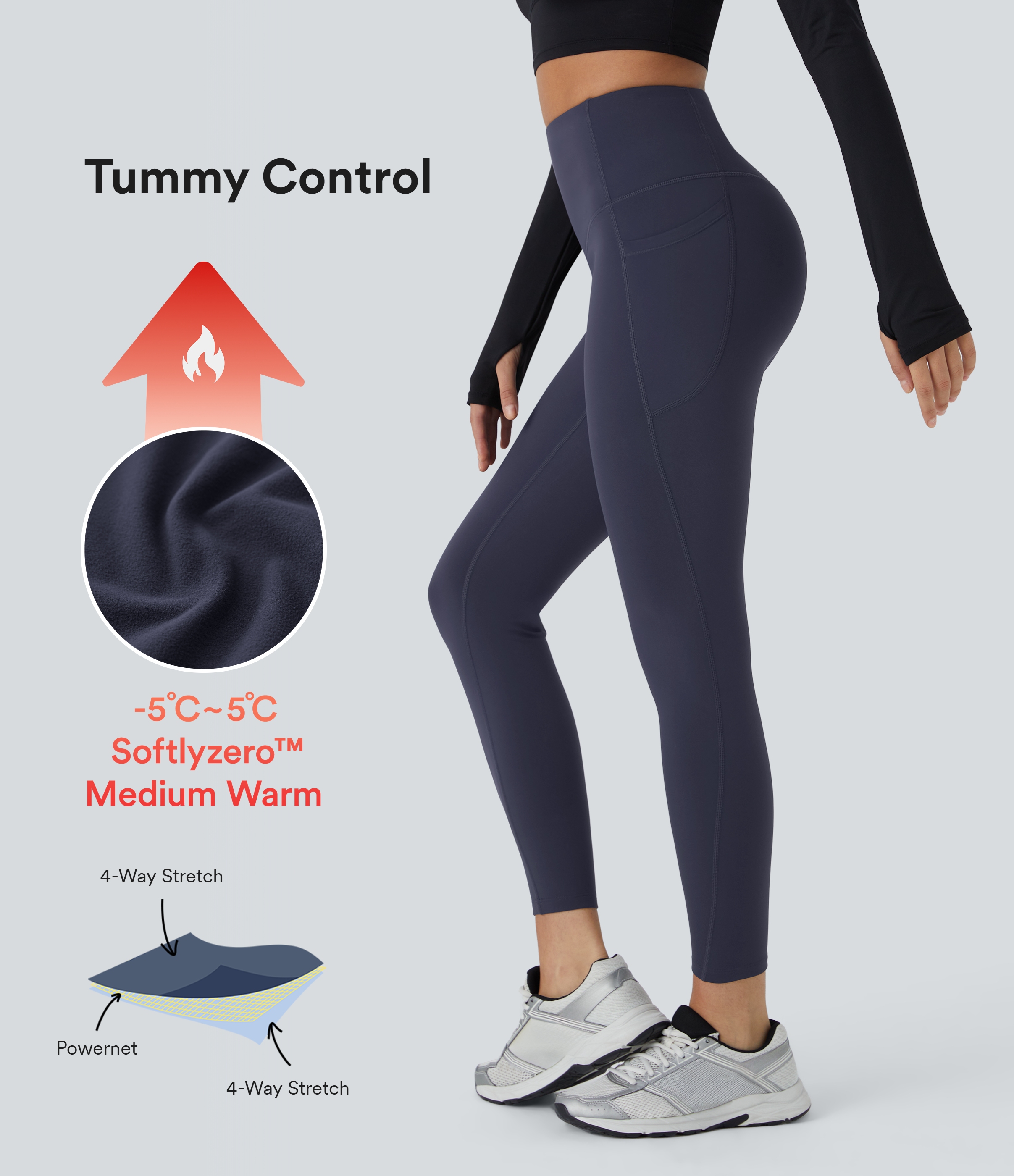 SoftlyZero™ Plush Thermal High Waisted Tummy Control Pocket Workout Leggings
