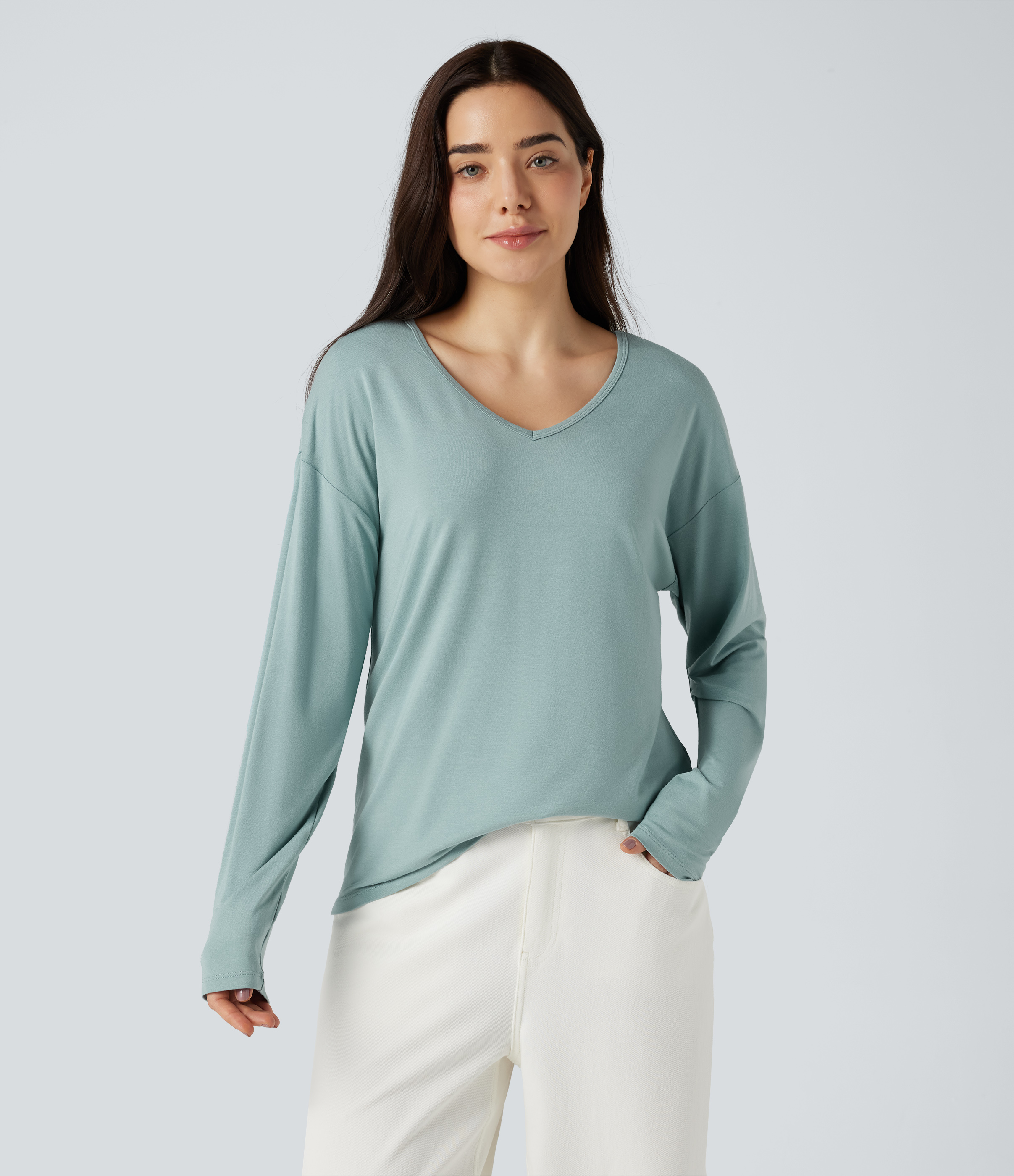 V-neck Long Sleeve Casual Top