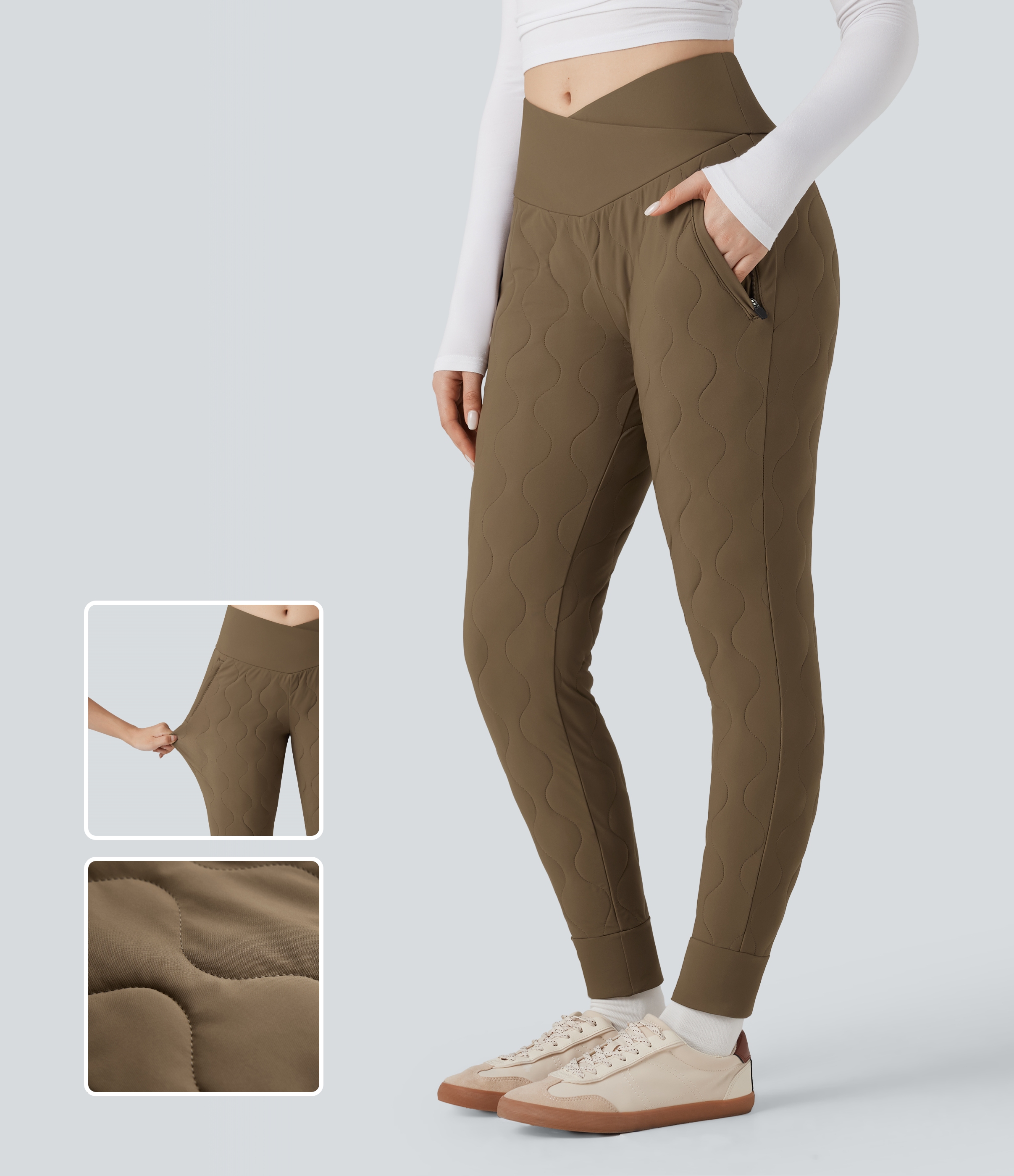 Jogging matelassé casual PuffFlex croisé taille haute avec poches