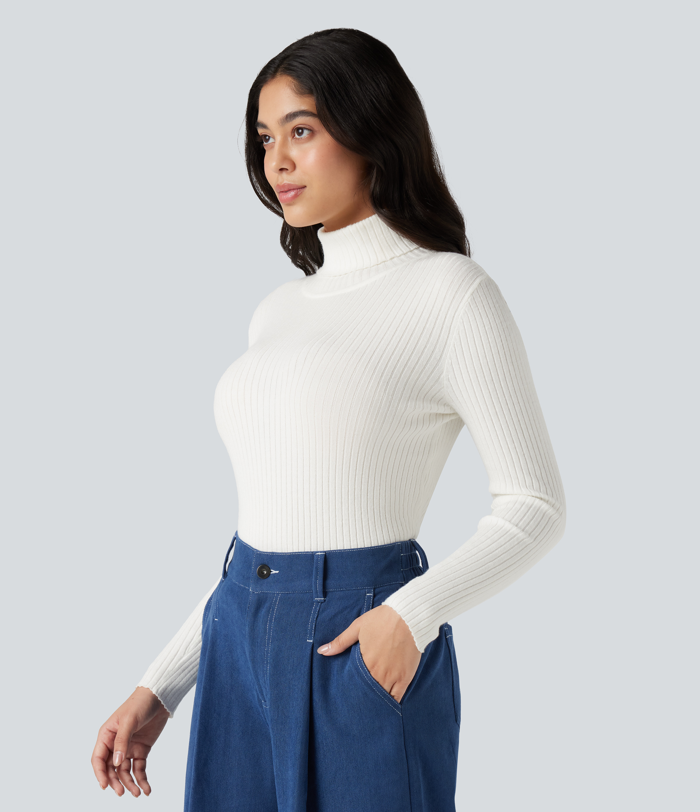 Arbeits-Pullover mit hohem Kragen und langen Ärmeln