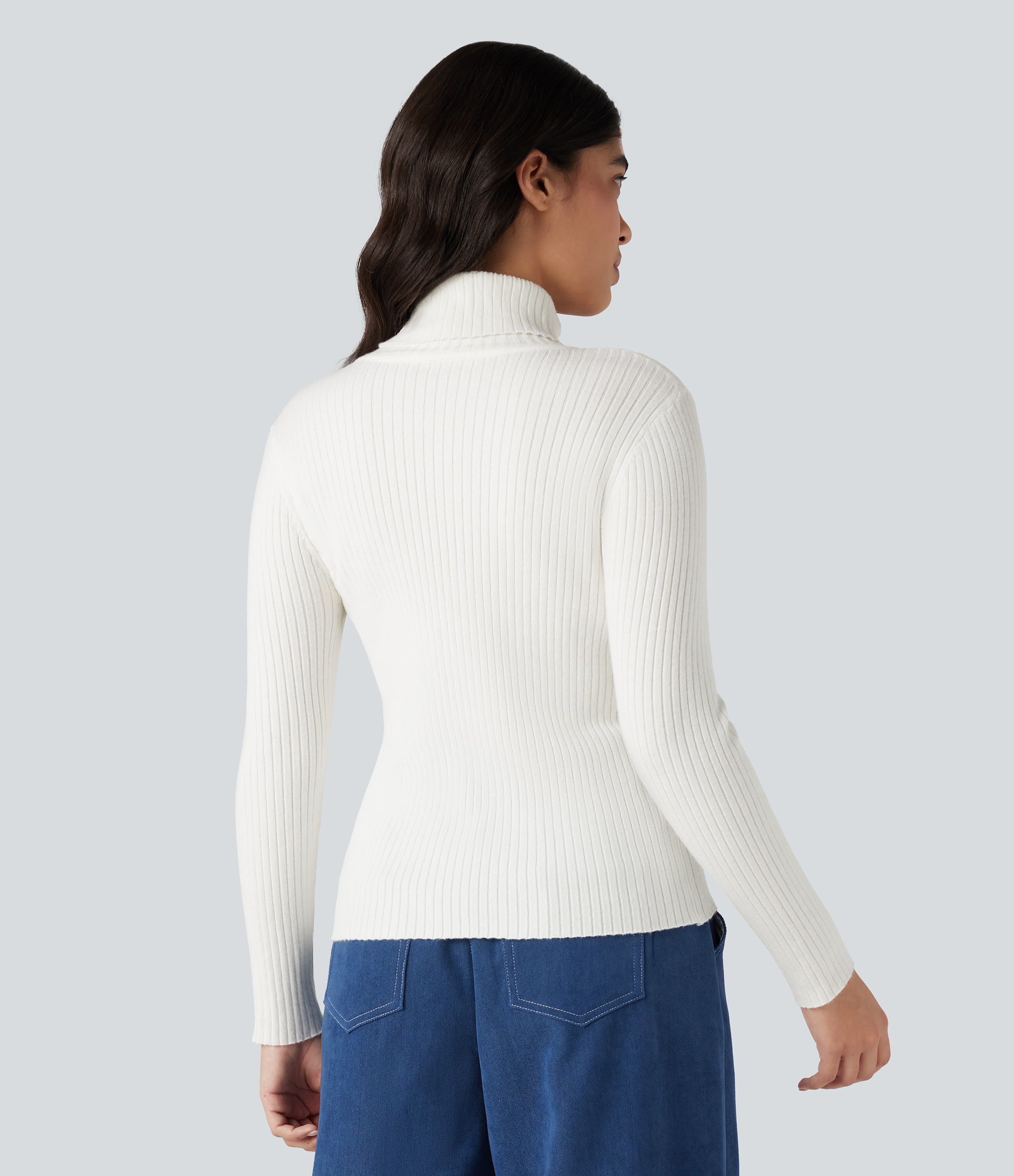 White High Neck Long Sleeve Work Jumper / 2