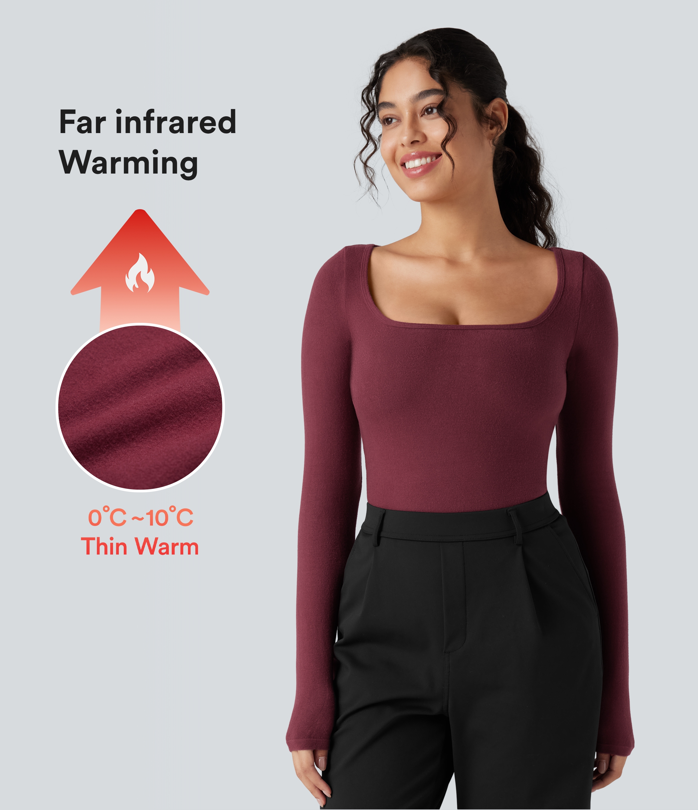 Halara HeatCore Scoop Neck Long Sleeve Work Warming T-Shirt