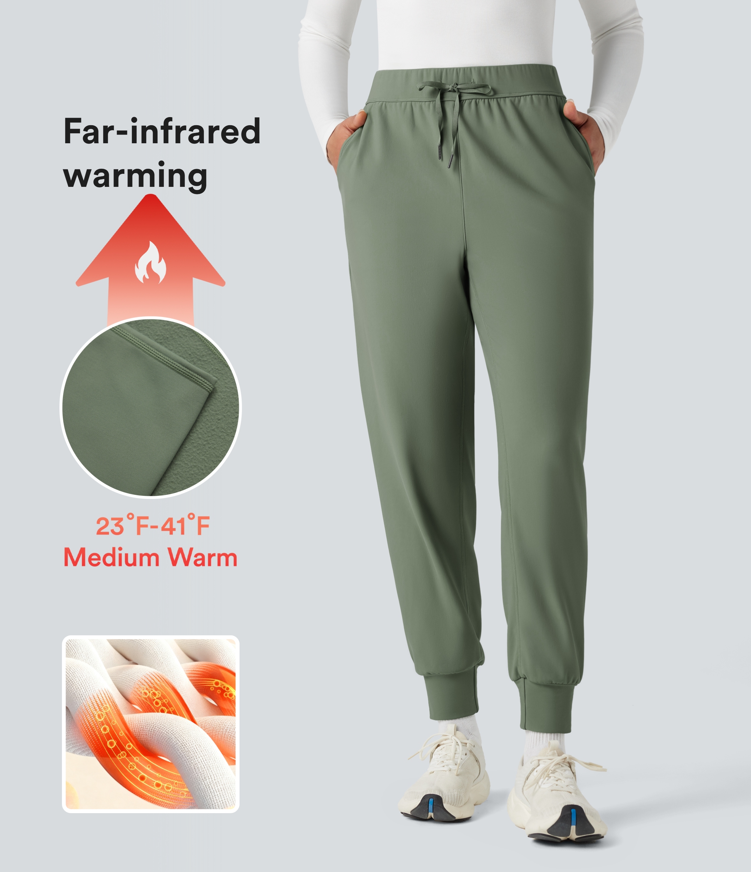 Pantalones deportivos de polar de tiro medio, duraderos, repelentes al agua y con bolsillos