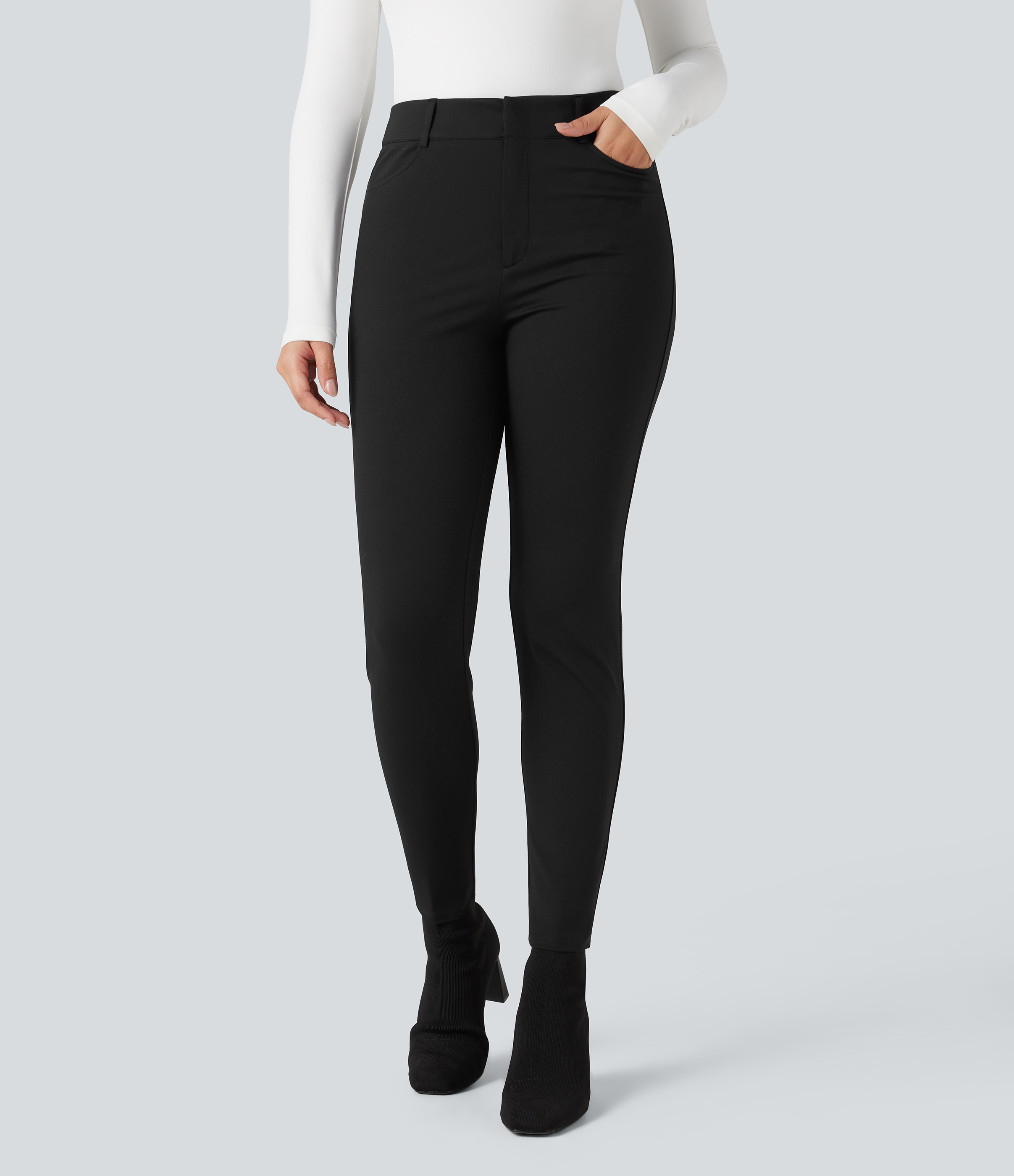Halara Flex™ High-waisted Skinny Herringbone Work Pants with Pockets