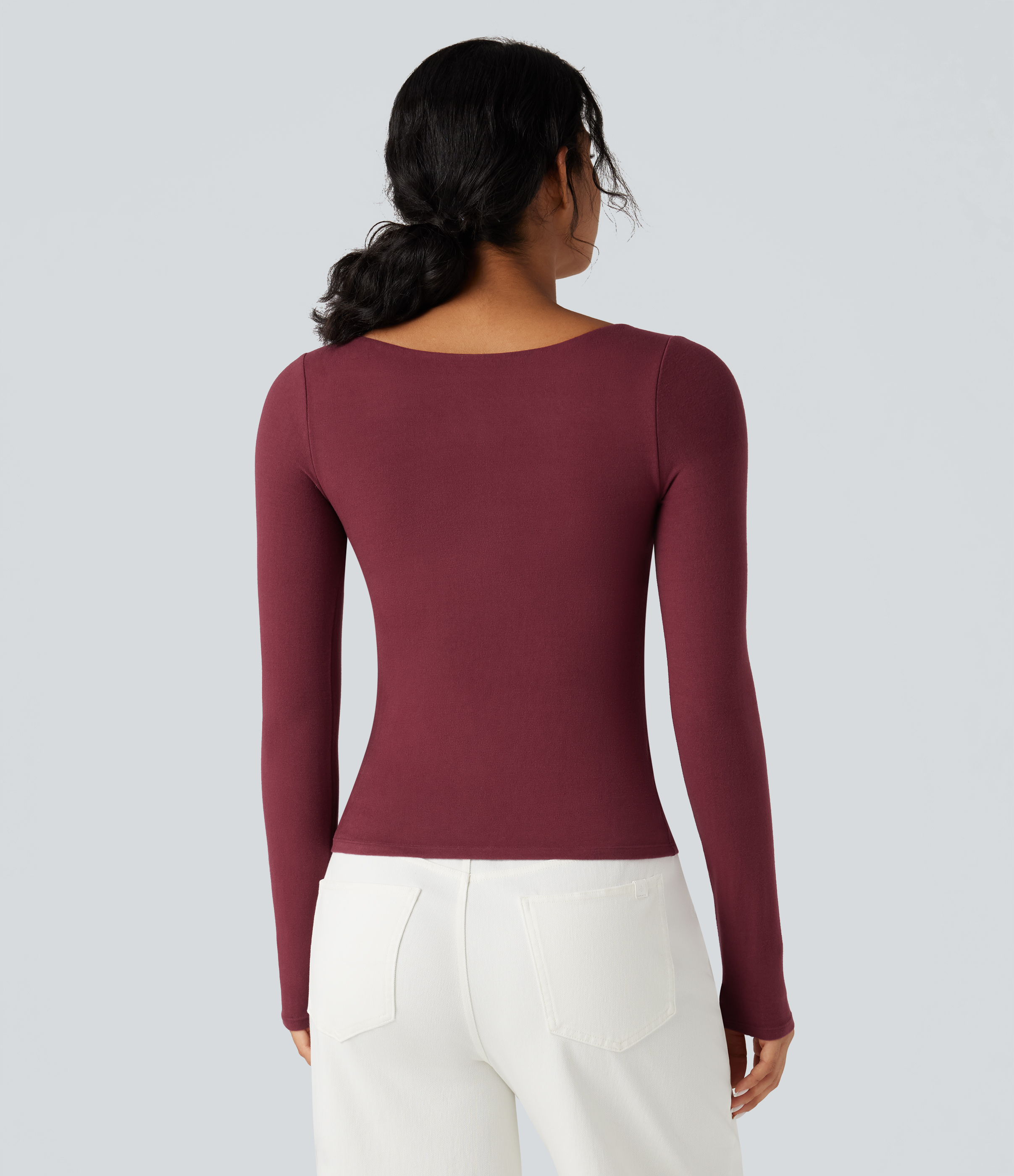 Cordovan Halara HeatCore Sweetheart Neck Push-Up Long Sleeve Casual Warming Top A/B Cup / 2
