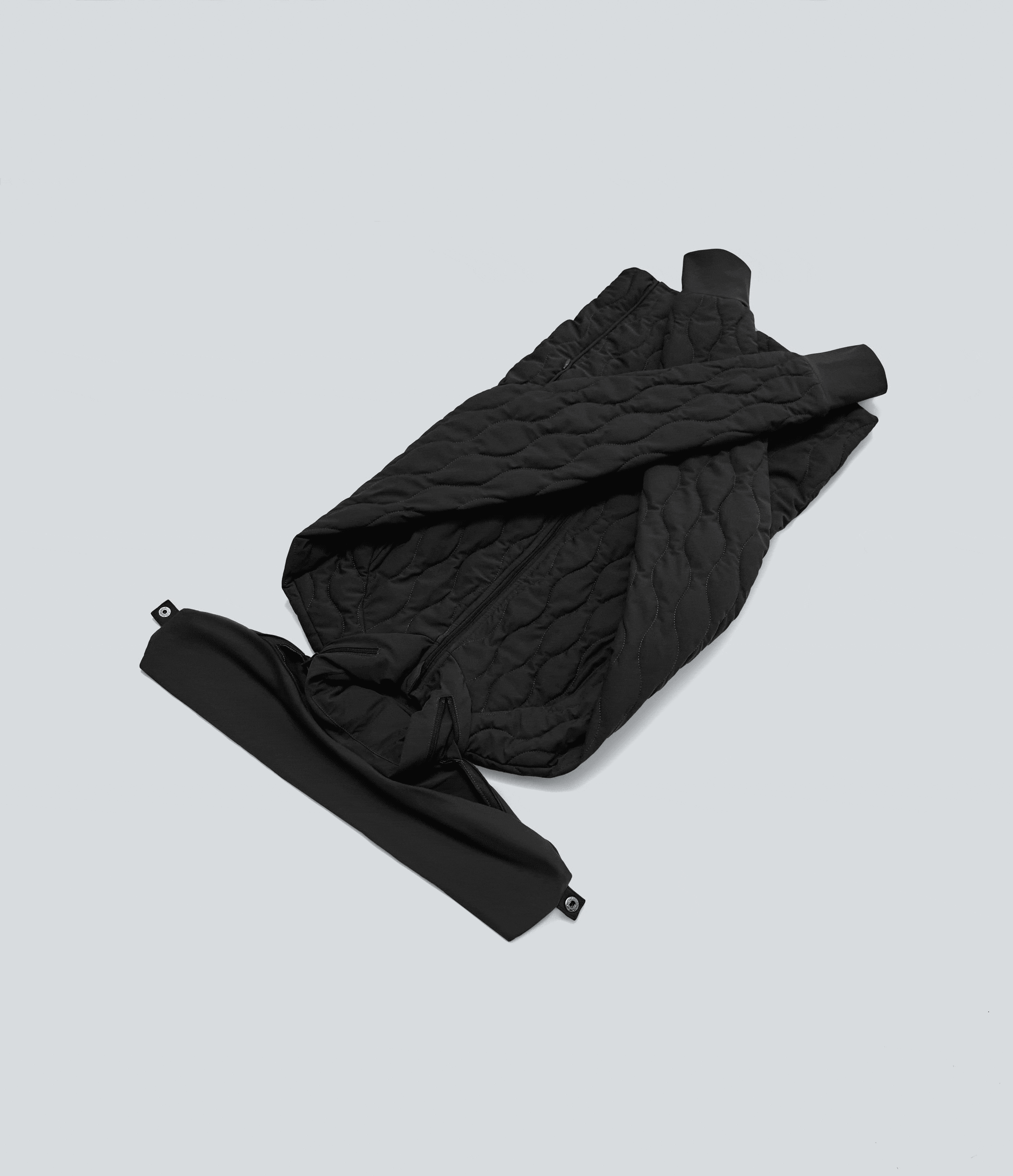 Black PuffFlex High-neck Thumb Holes Stretchy Workout Padded Jacket with Pockets-Packable Neck Pillow / 2