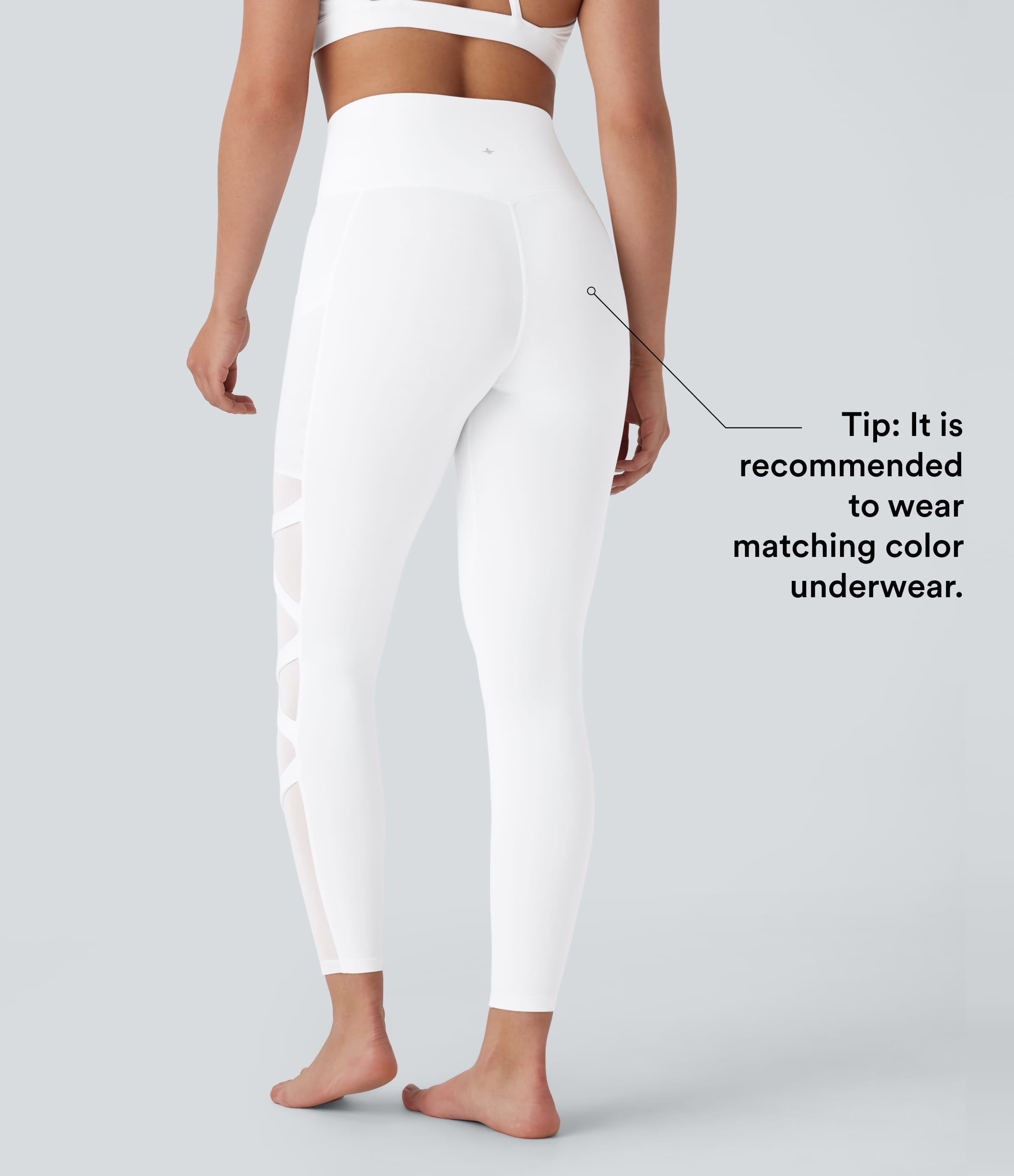 Blanc SpeedWave™ legging de yoga taille haute, à séchage rapide, avec poches et empiècements en mesh contrastant / 2