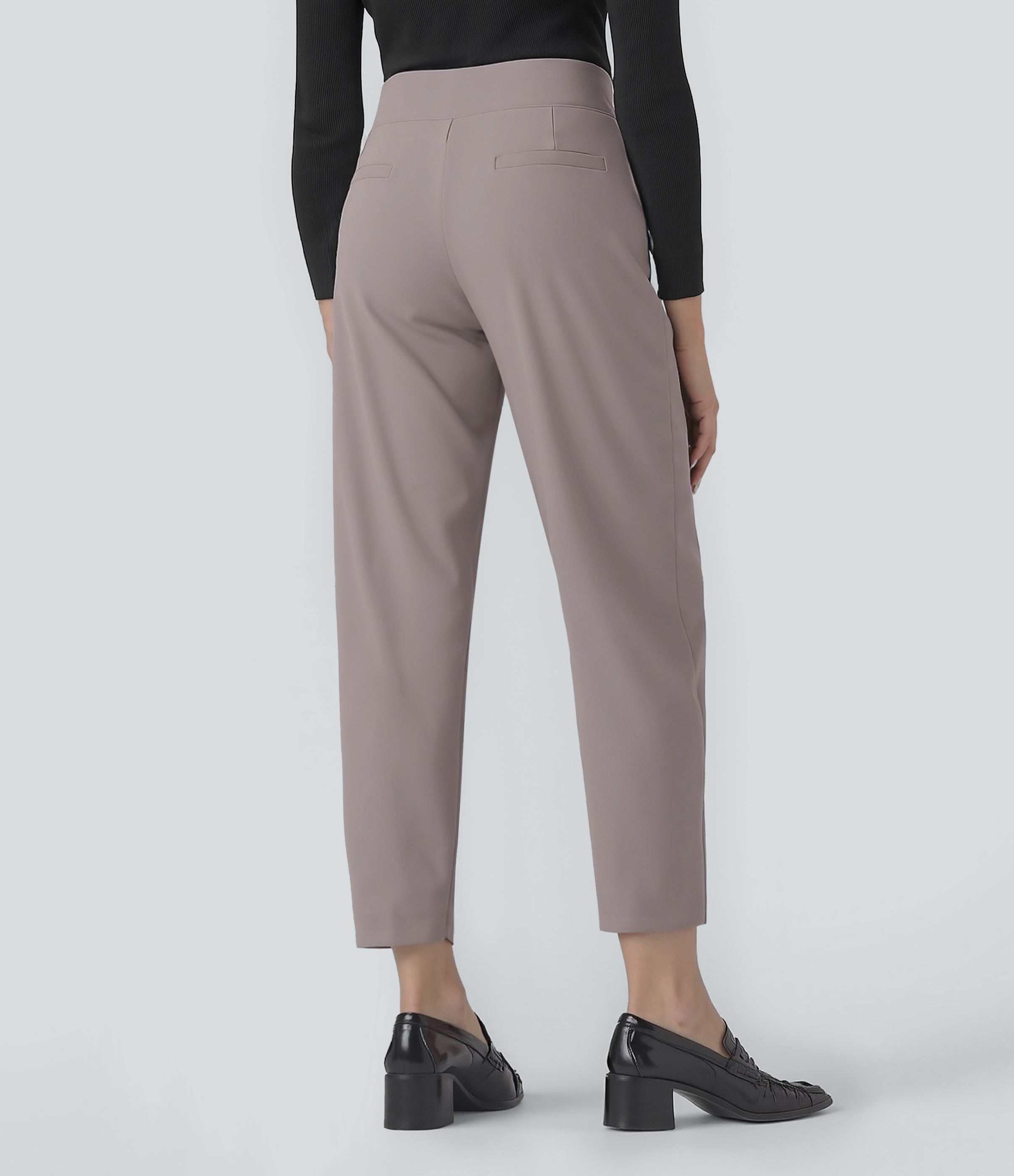 Halara Flex™ pantalones de trabajo de tiro medio, que moldean el abdomen, en tejido microgofre, con perneras estrechas y bolsillos.