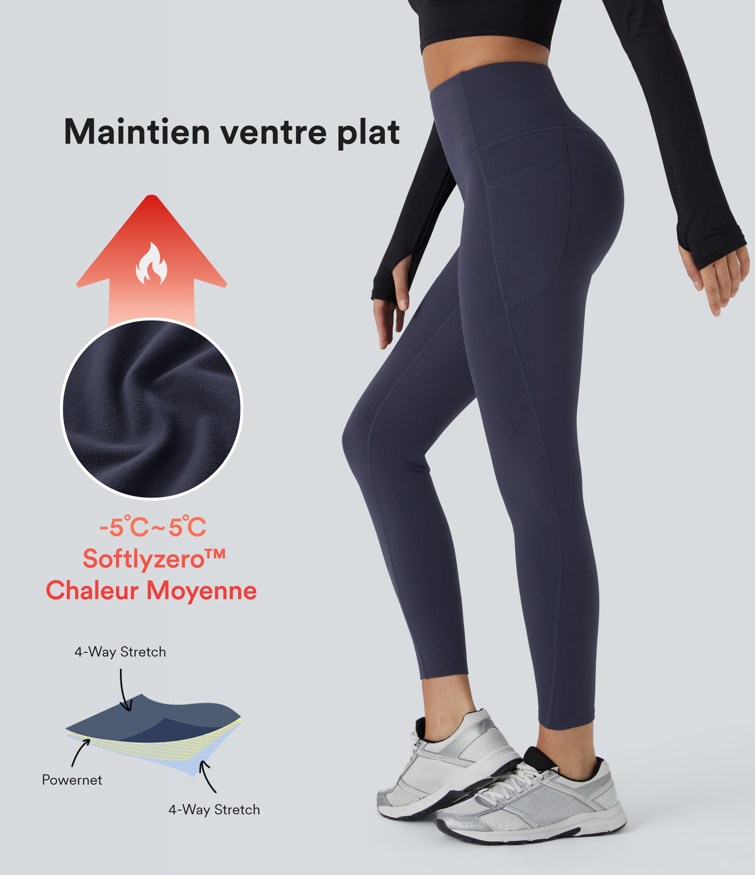 Softlyzero™ Sportleggings mit hohem Bund, formender Wirkung und Wärmefunktion sowie Taschen