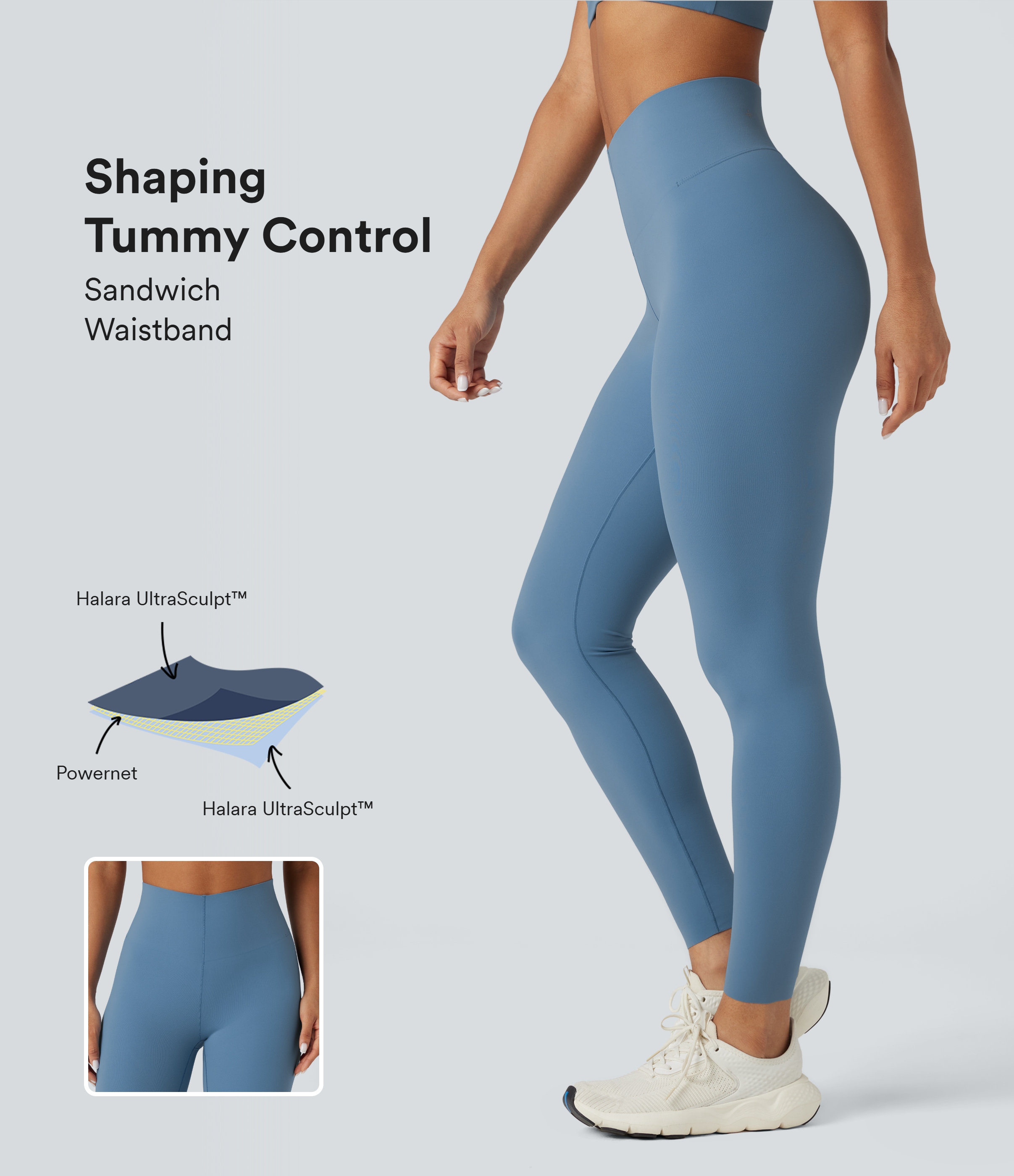 Halara UltraSculpt™ - 7/8-Workout-Leggings mit hohem V-förmigem Bund und Bauchkontrolle