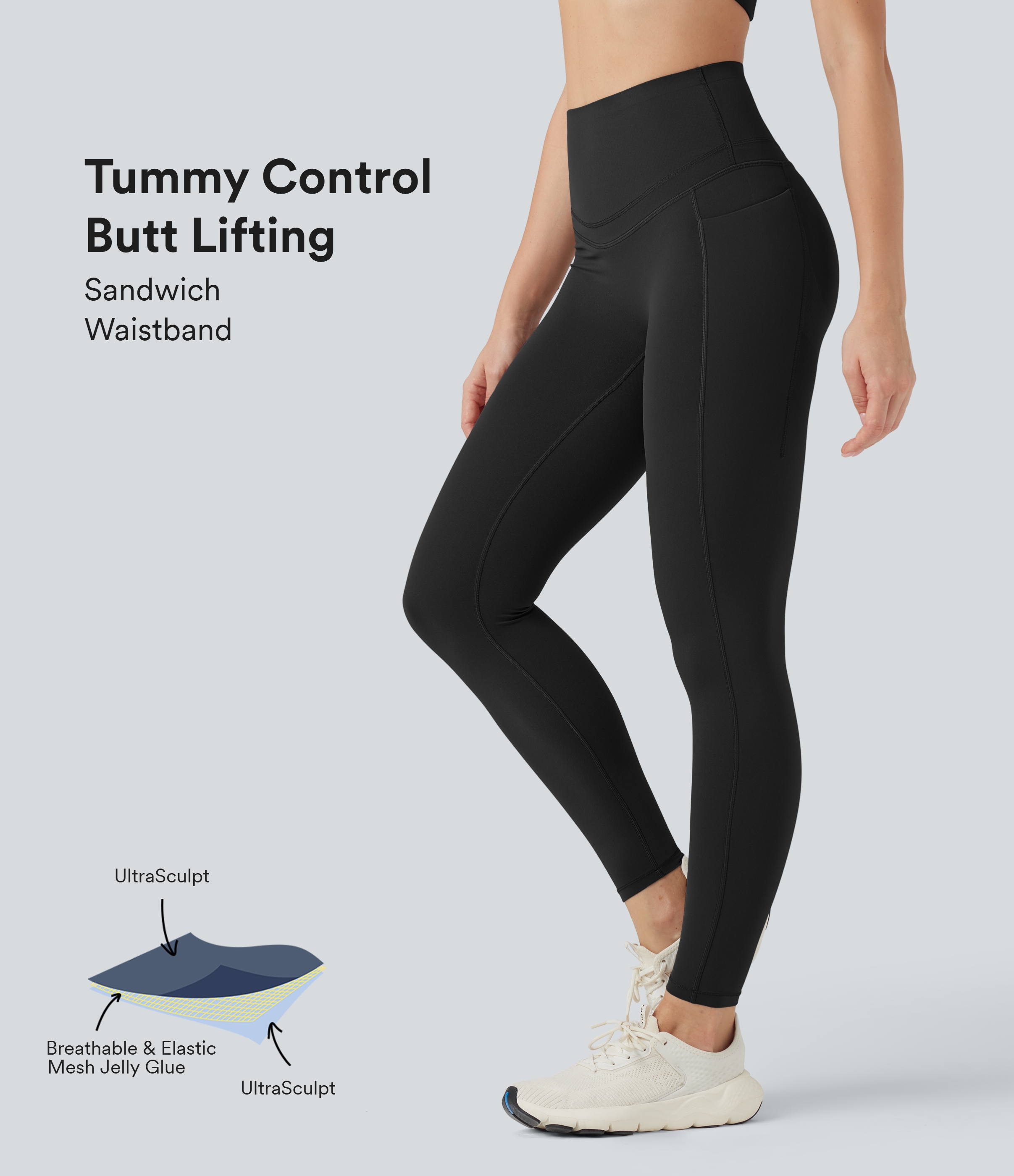 Halara UltraSculpt™ High Waisted Butt Lifting Tummy Control Shaping Training Leggings with Pockets