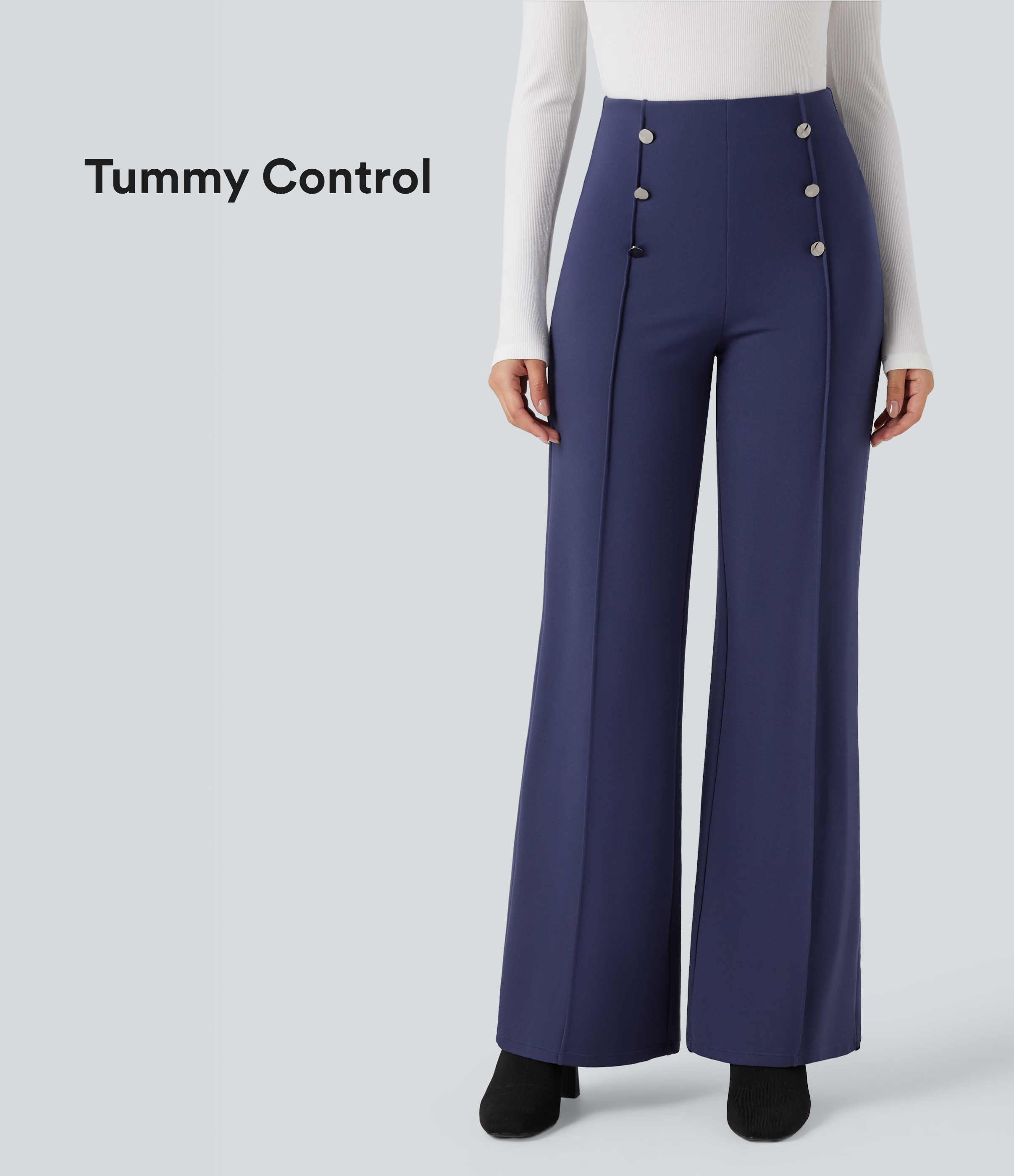 Halara Flex™ Arbeitshose mit hohem Bund, Bauchkontrolle und weitem Bein