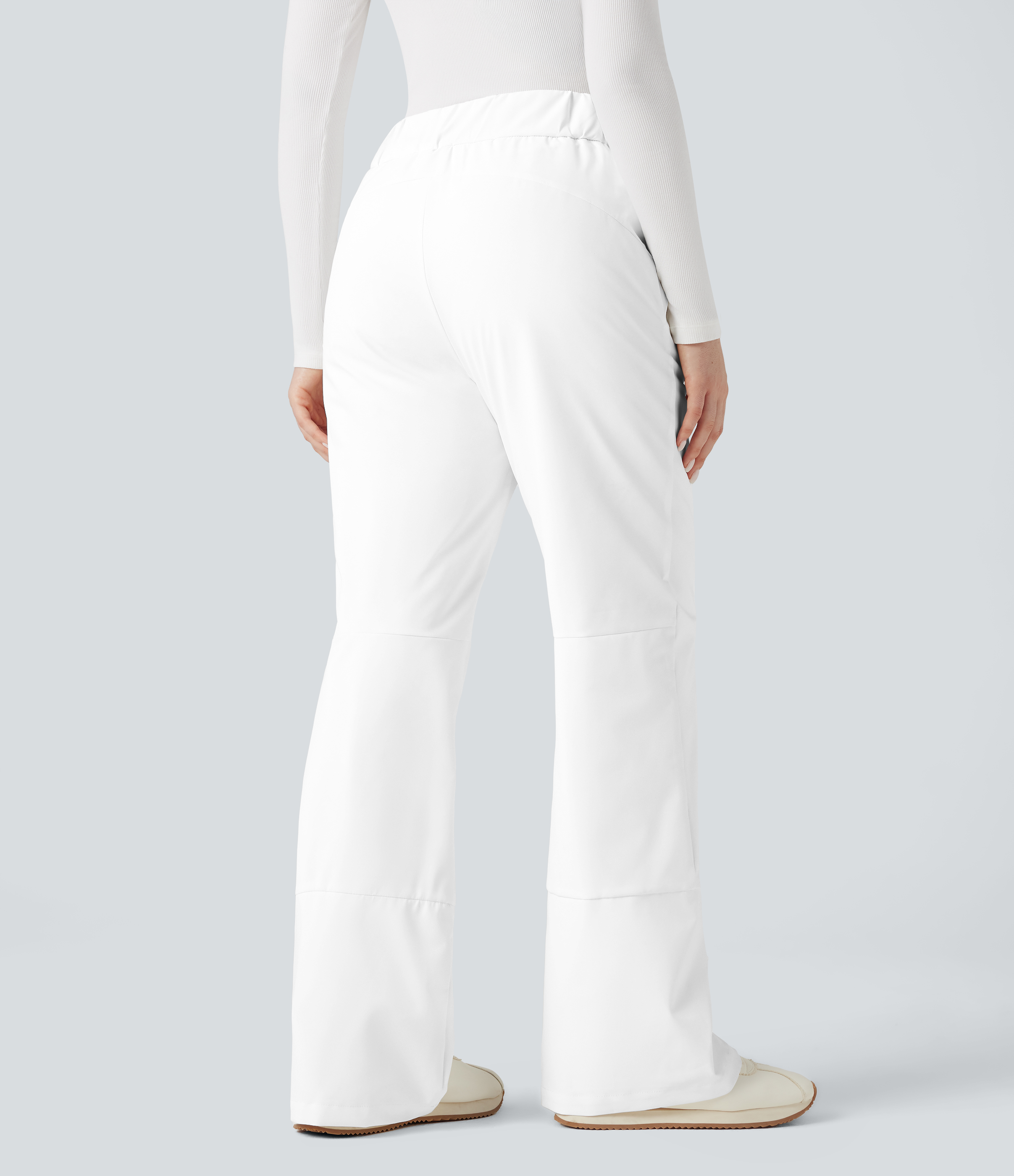Frost White High Waisted Warming Hiking Bootcut Trousers with Pockets / 2