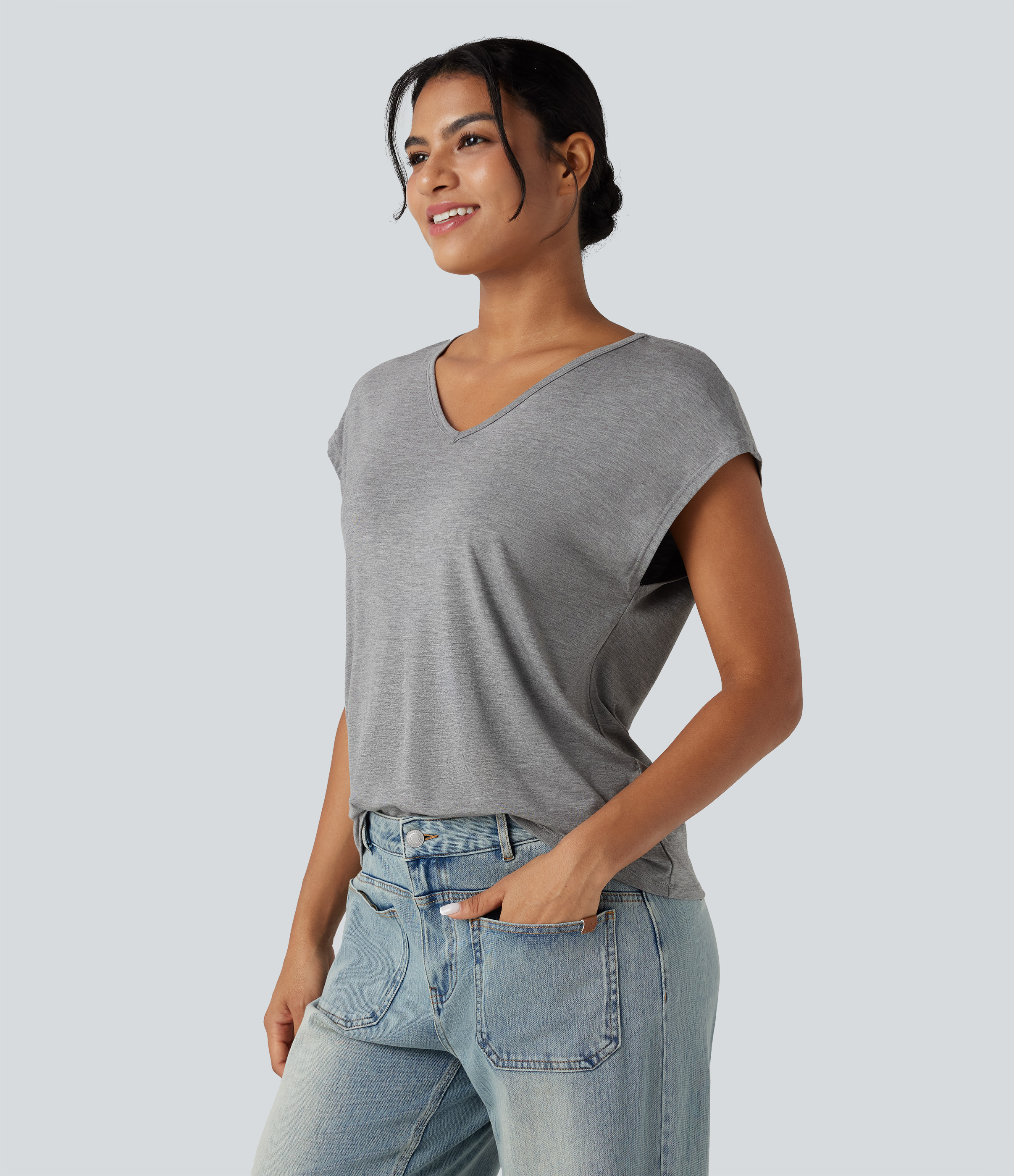 V Neck Short Sleeve Casual T-Shirt