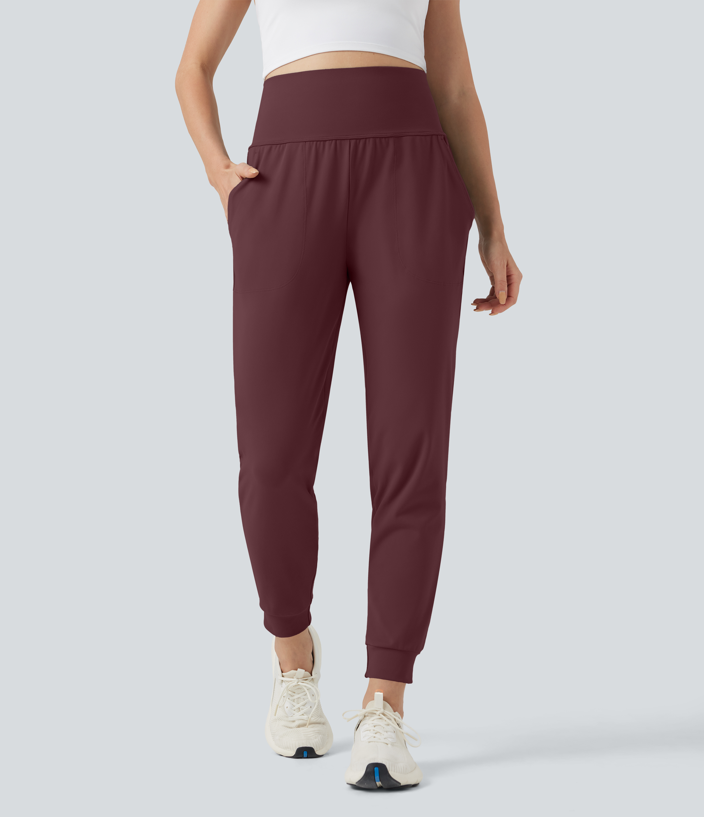 DayStretch Mid Rise Tummy Control Running Joggers with Pockets