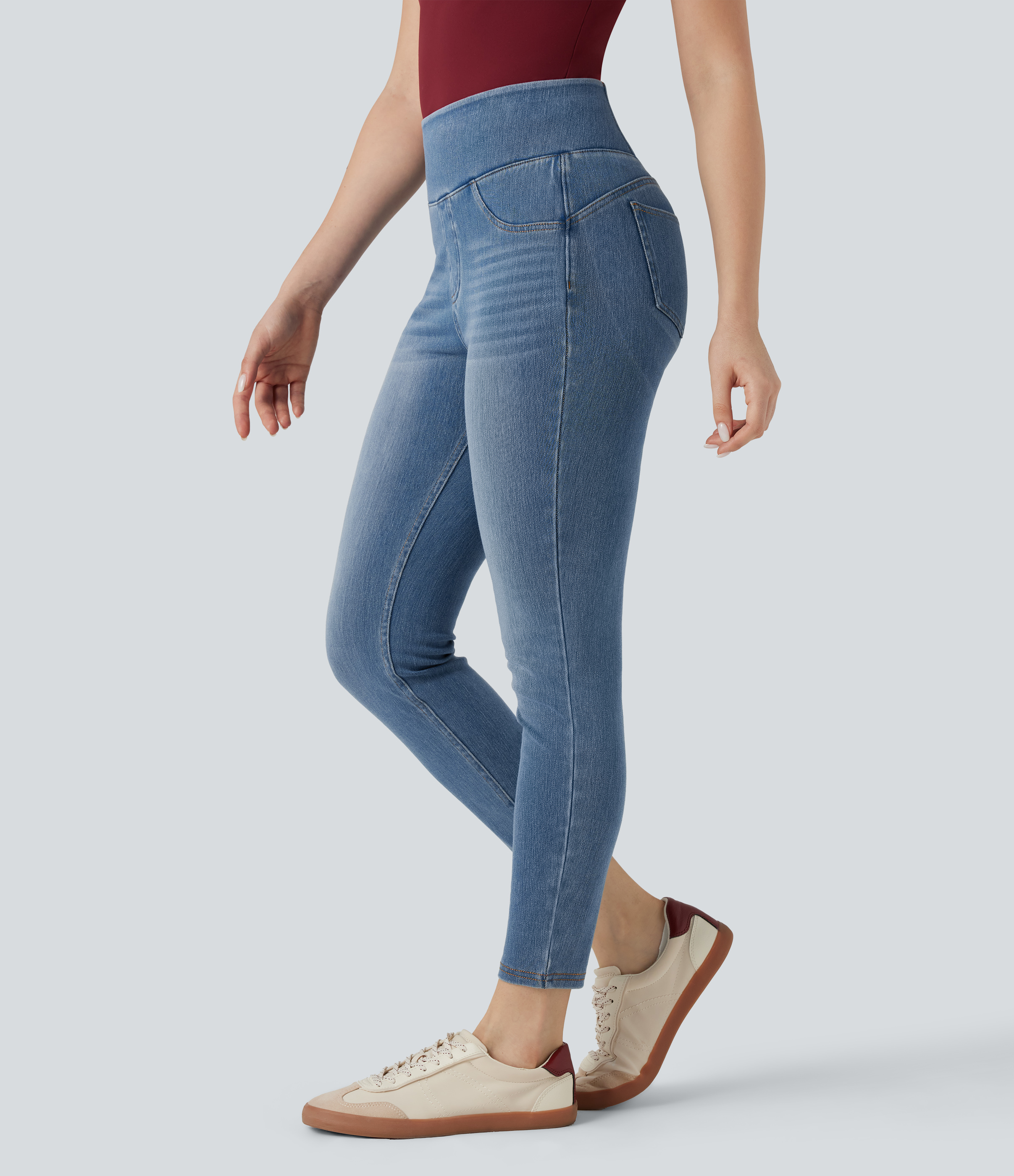 Halara Flex™ High-waisted Butt-lifting Tummy Control Skinny Denim Casual 7/8 Leggings with Pockets