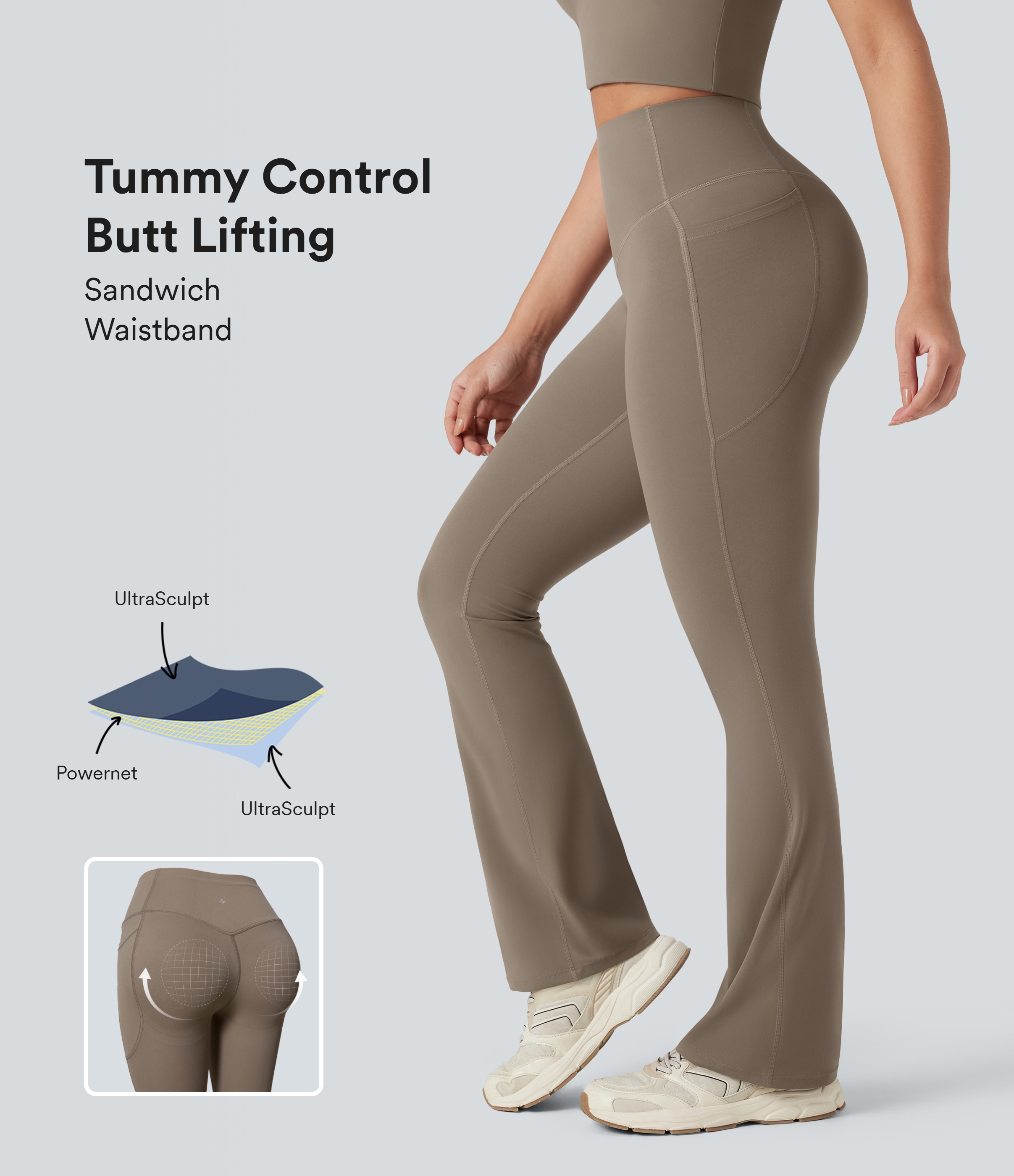 Halara UltraSculpt™ High Waisted Tummy Control Butt Lifting Shaping Yoga Bootcut Leggings with Pockets